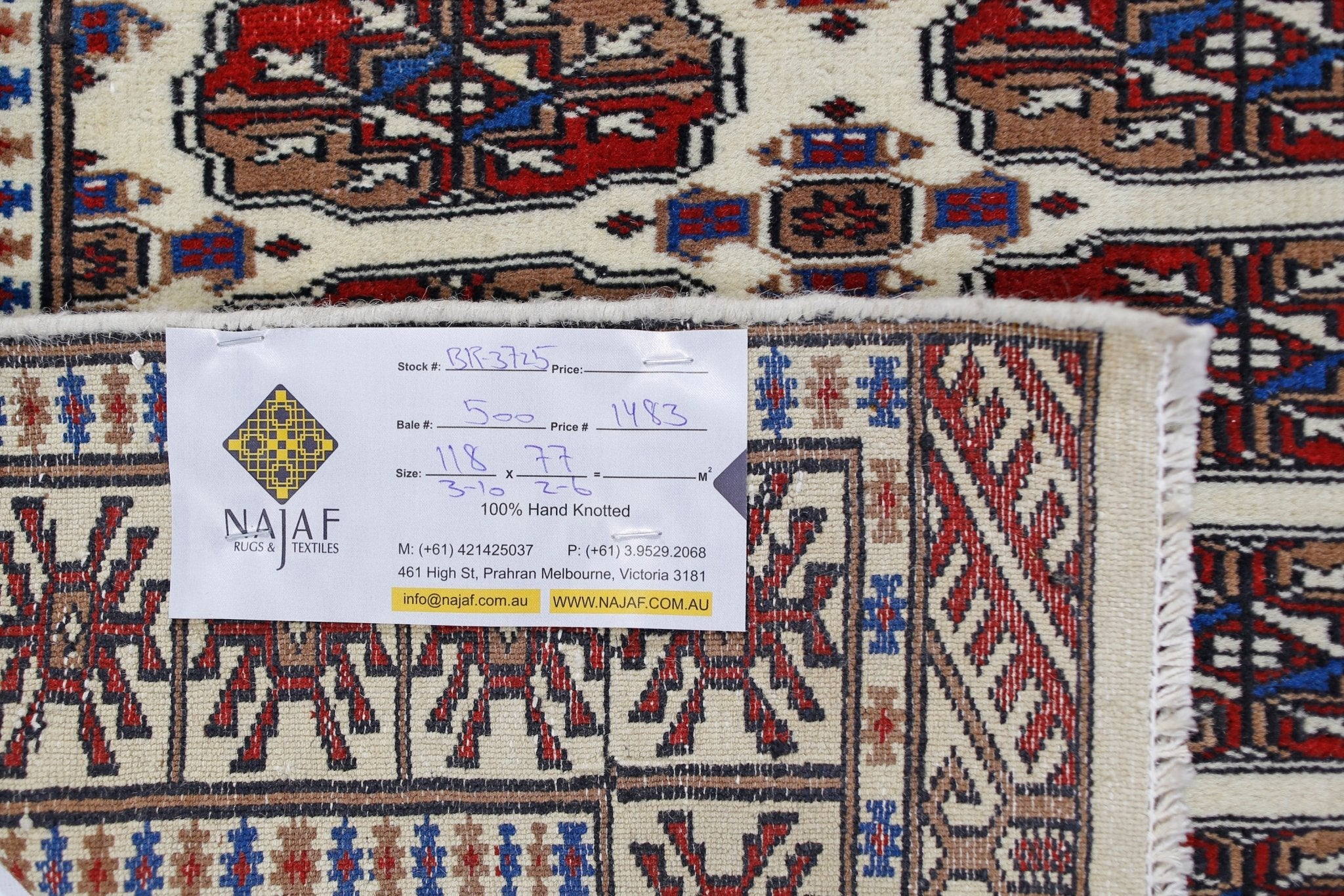 Handmade Vintage Princess Bokhara Rug | 118 x 77 cm | 3'10" x 2'6" - Najaf Rugs & Textile