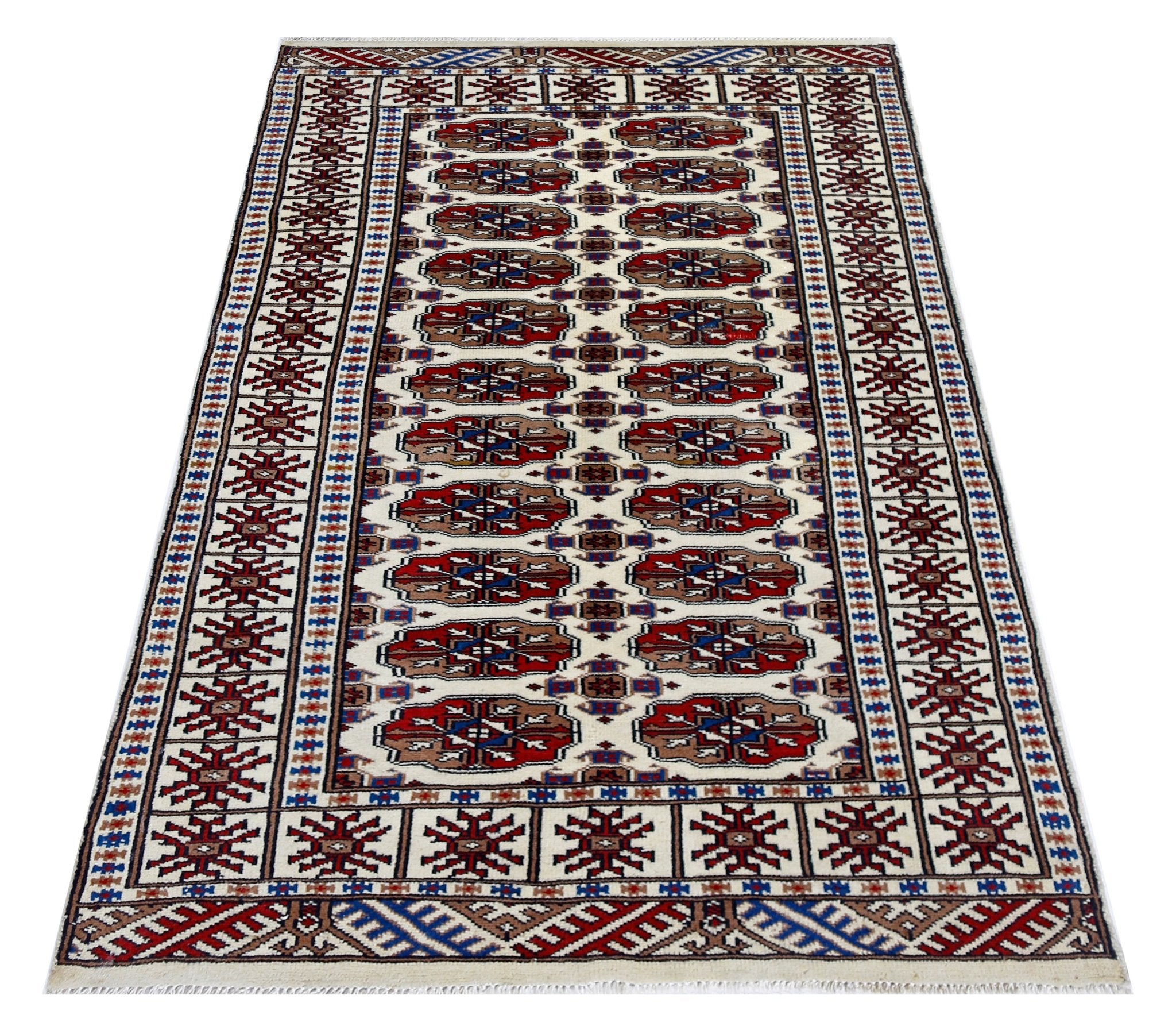 Handmade Vintage Princess Bokhara Rug | 118 x 77 cm | 3'10" x 2'6" - Najaf Rugs & Textile