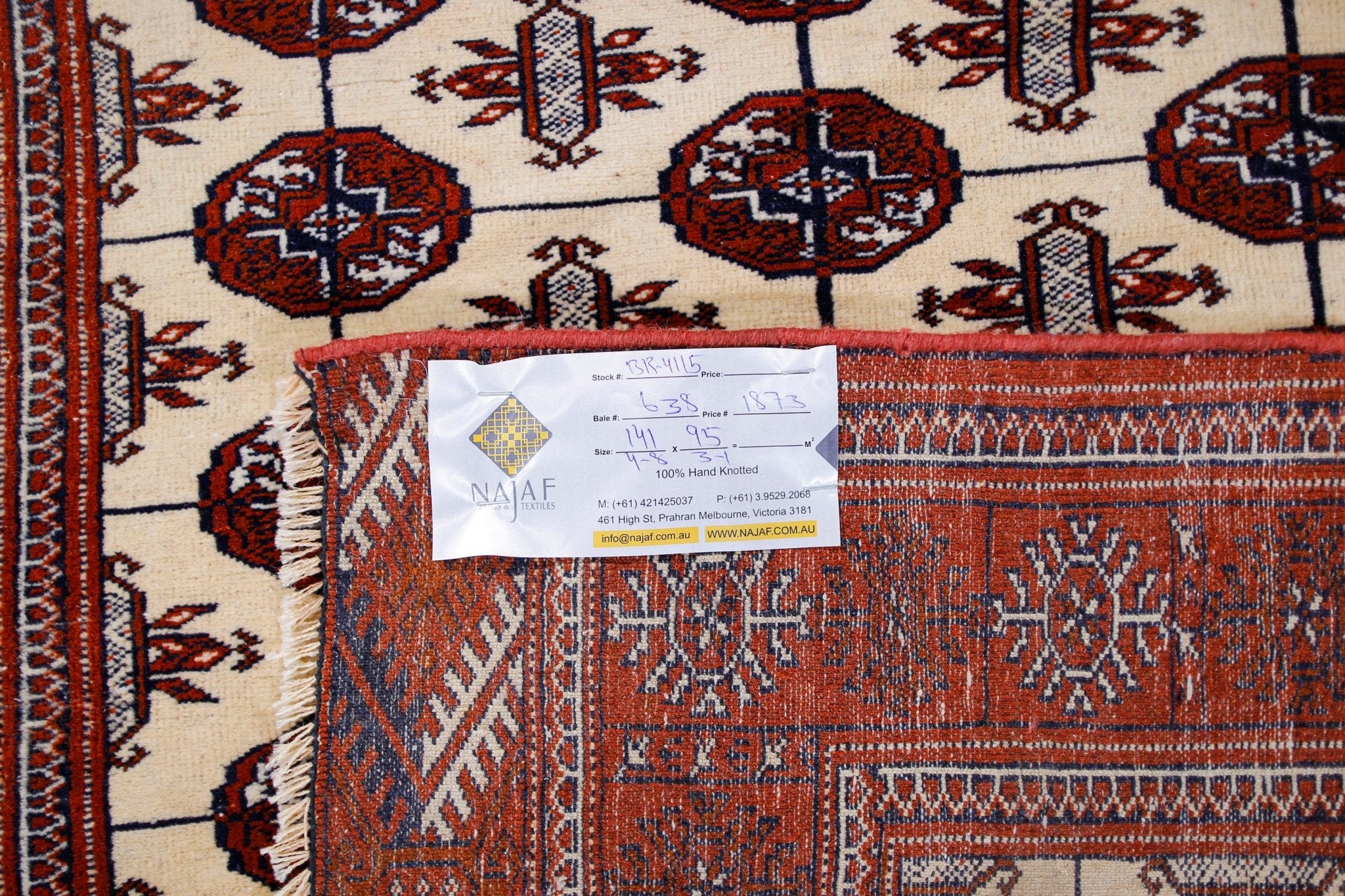 Handmade Vintage Princess Bokhara Rug | 141 x 95 cm | 4'8" x 3'1" - Najaf Rugs & Textile