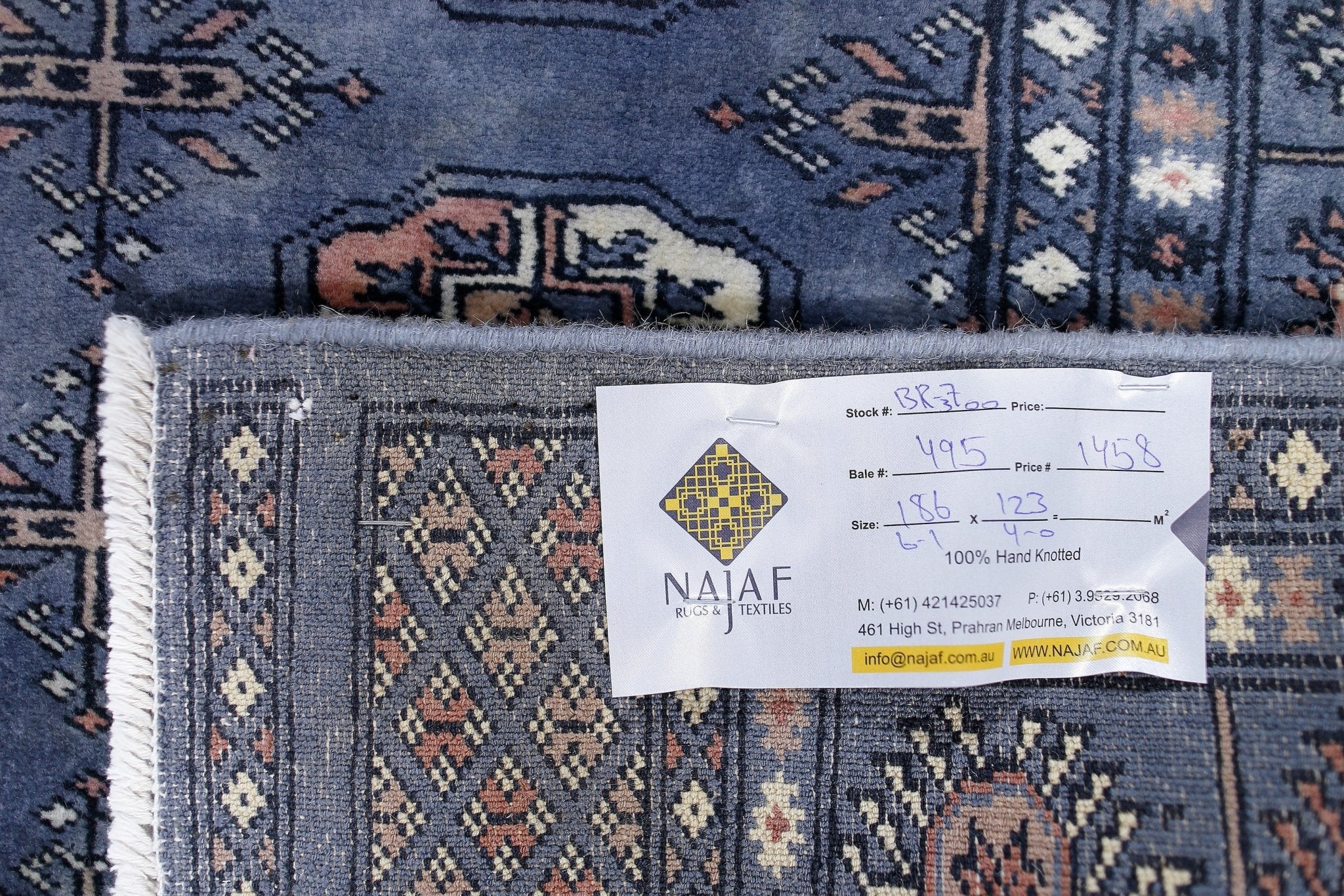 Handmade Vintage Princess Bokhara Rug | 186 x 123 cm | 6'1" x 4' - Najaf Rugs & Textile