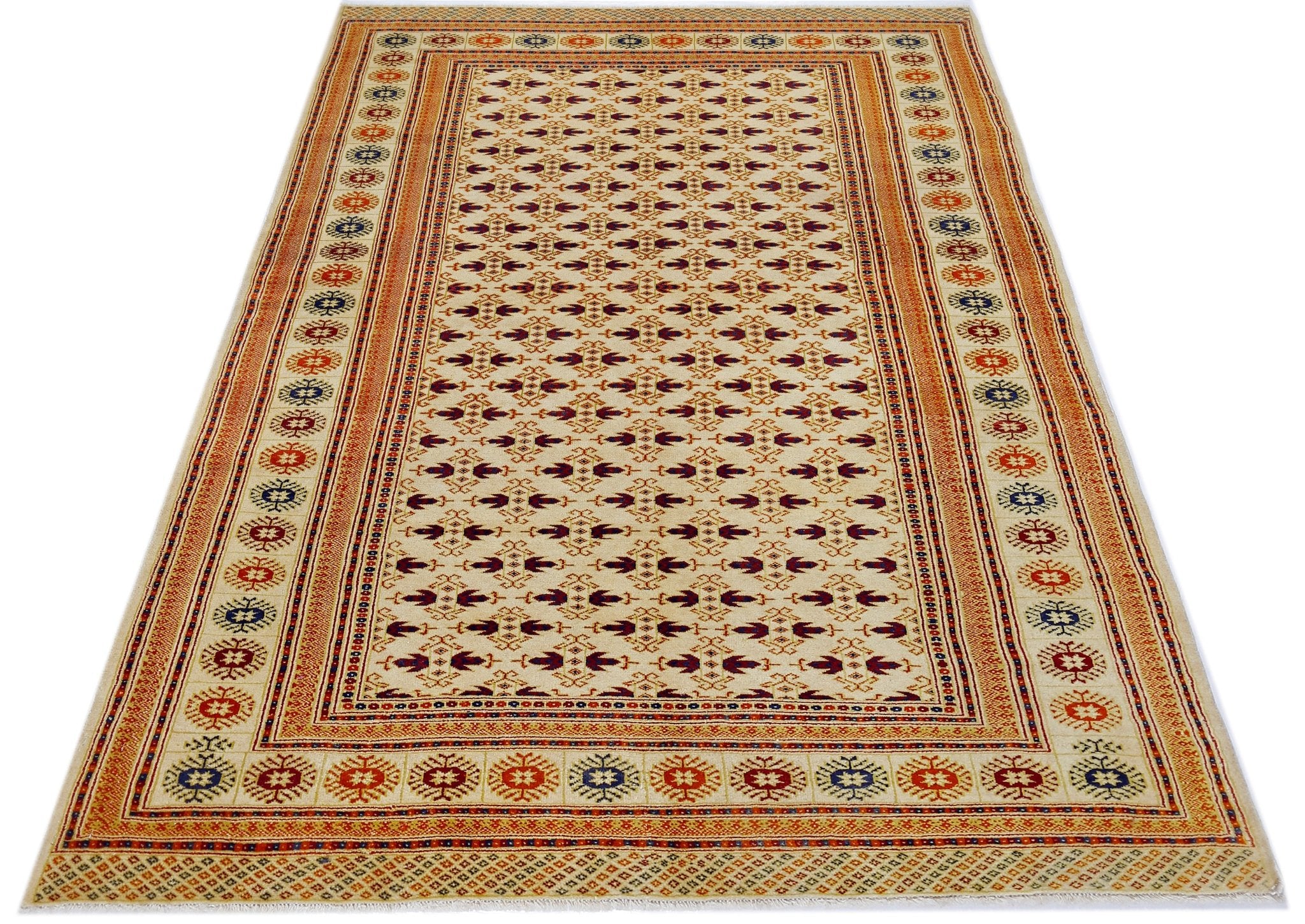 Handmade Vintage Princess Bokhara Rug | 188 x 128 cm | 6'2" x 4'2" - Najaf Rugs & Textile