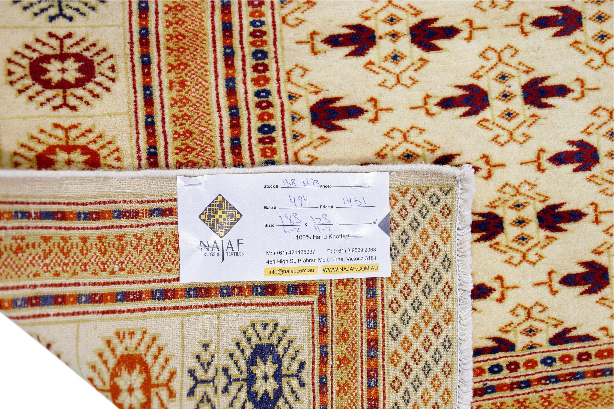 Handmade Vintage Princess Bokhara Rug | 188 x 128 cm | 6'2" x 4'2" - Najaf Rugs & Textile