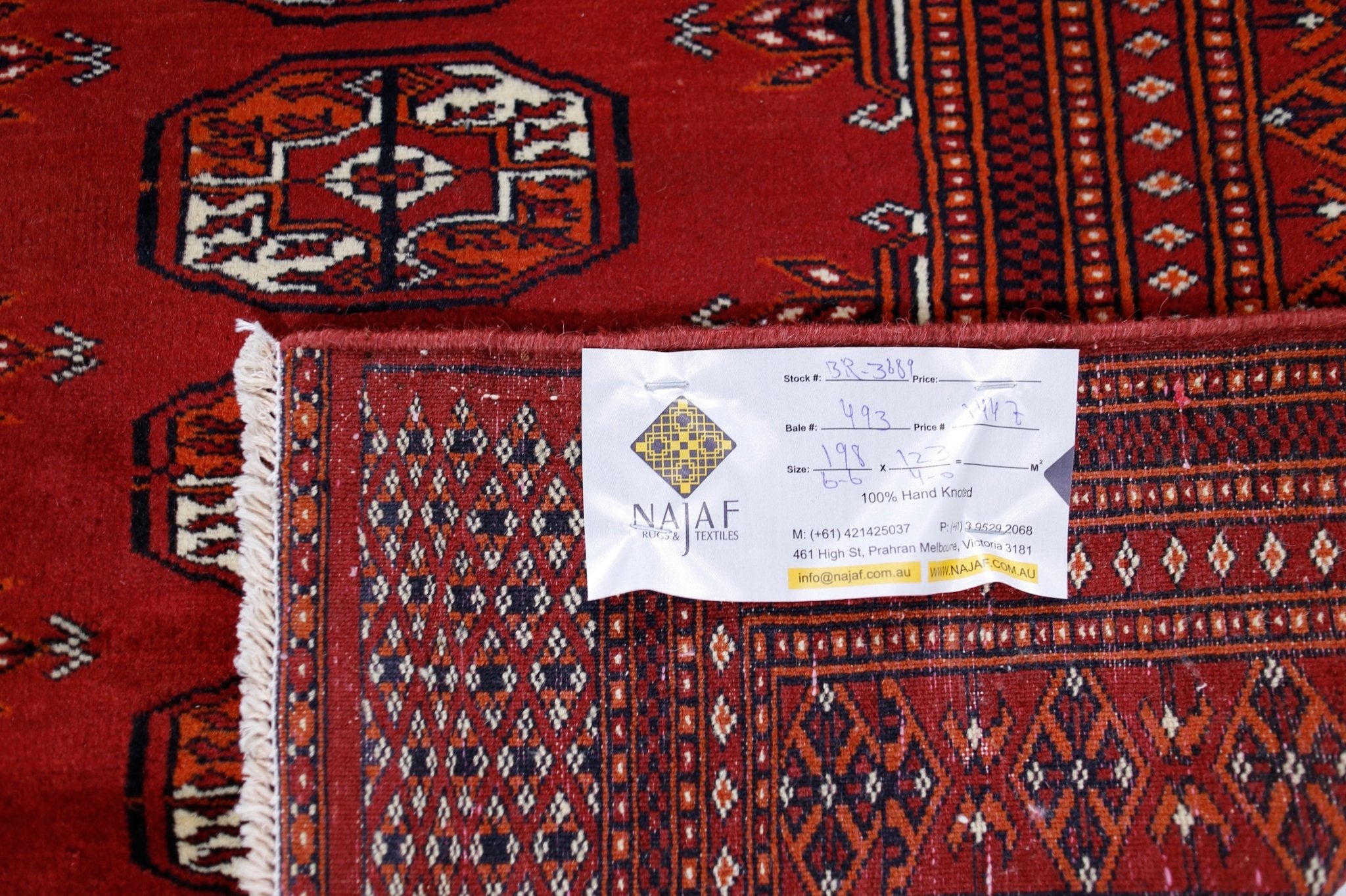 Handmade Vintage Princess Bokhara Rug | 198 x 123 cm | 6'6" x 4' - Najaf Rugs & Textile