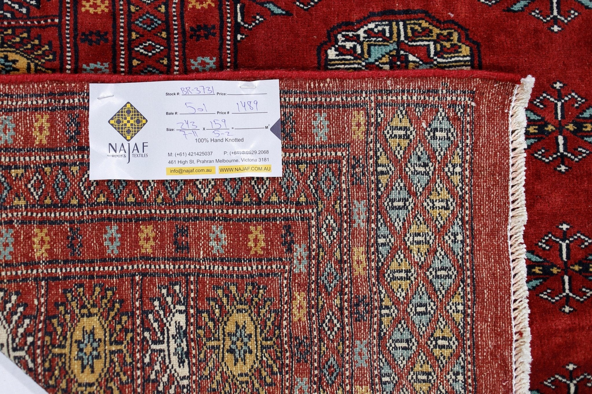 Handmade Vintage Princess Bokhara Rug | 243 x 159 cm | 7'11" x 5'2" - Najaf Rugs & Textile
