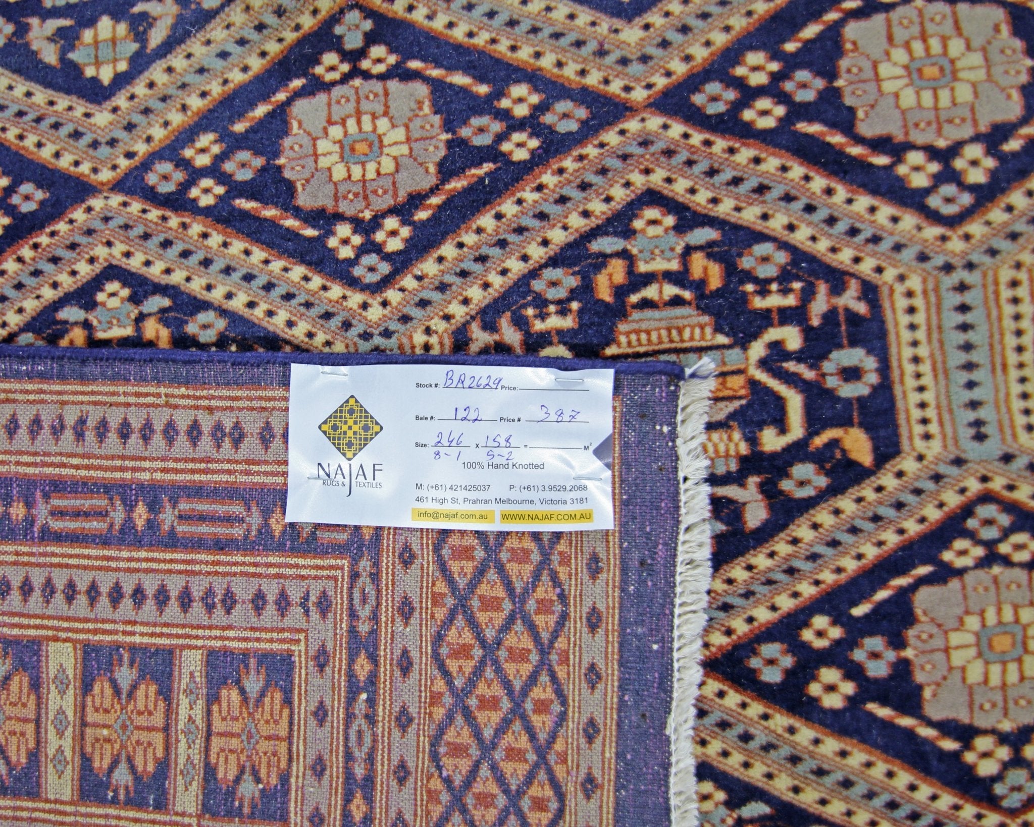 Handmade Vintage Princess Bokhara Rug | 246 x 158 cm | 8'1" x 5'2" - Najaf Rugs & Textile