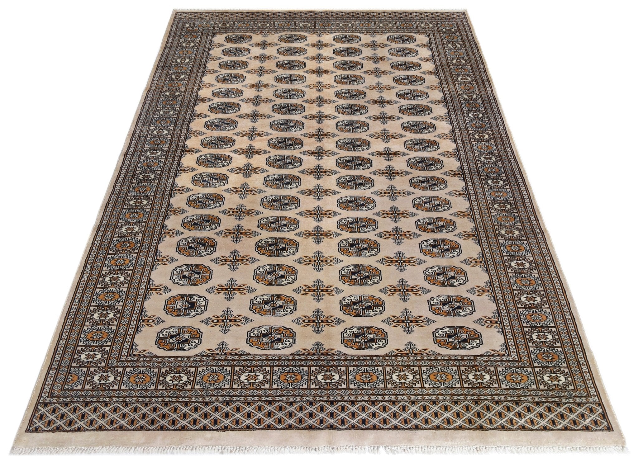 Handmade Vintage Princess Bokhara Rug | 249 x 158 cm | 8'2" x 5'2" - Najaf Rugs & Textile