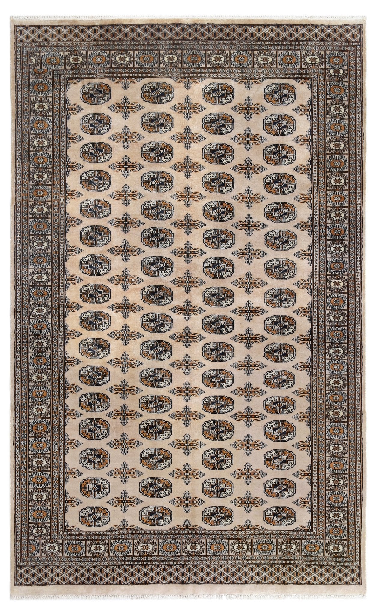 Handmade Vintage Princess Bokhara Rug | 249 x 158 cm | 8'2" x 5'2" - Najaf Rugs & Textile
