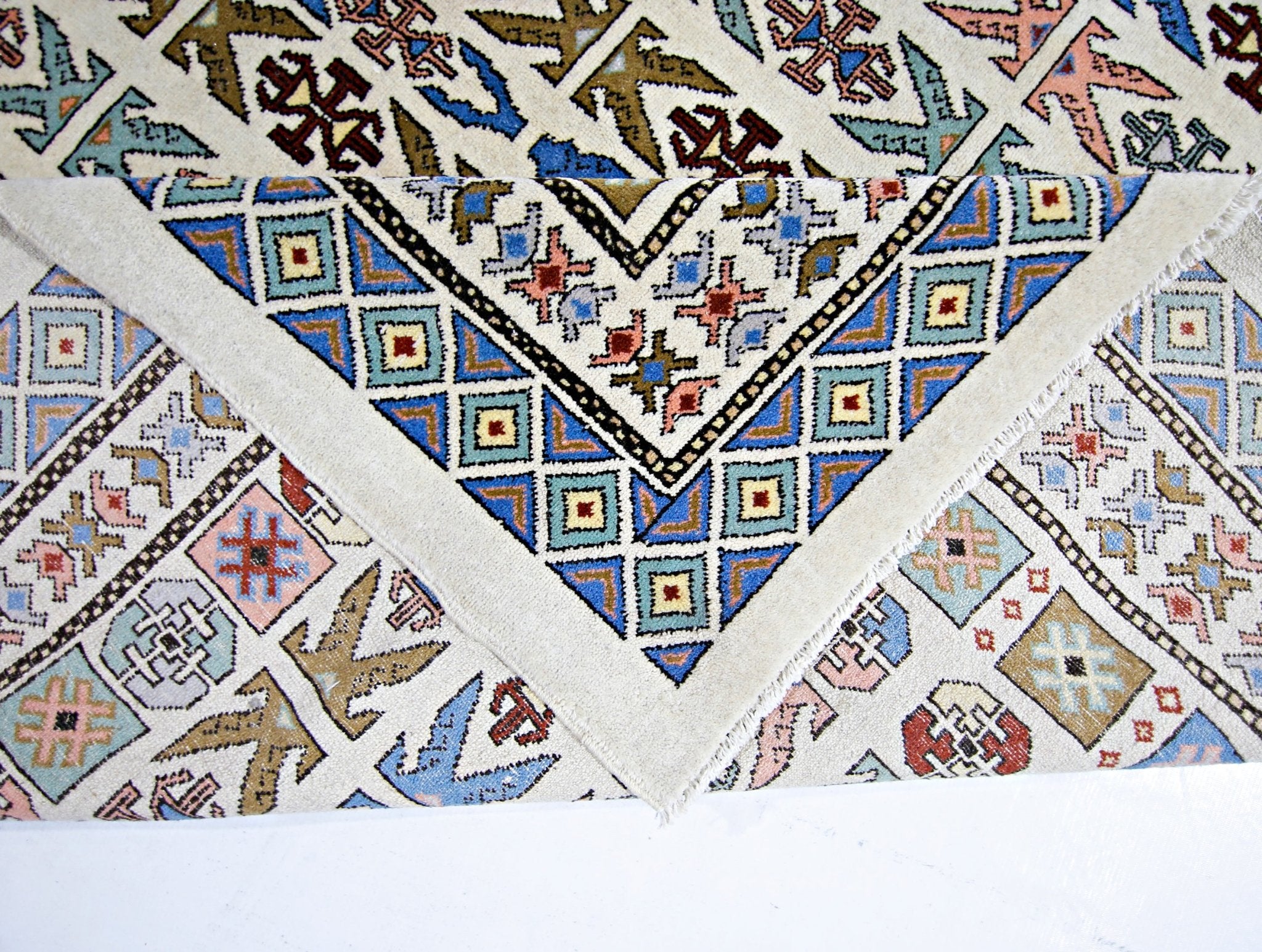 Handmade Vintage Princess Bokhara Rug | 257 x 180 cm | 8'5" x 5'11" - Najaf Rugs & Textile