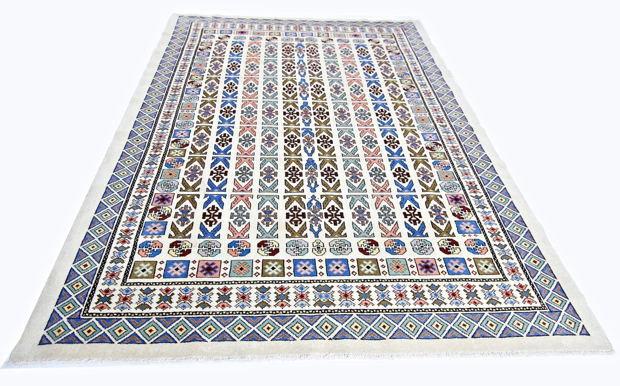 Handmade Vintage Princess Bokhara Rug | 257 x 180 cm | 8'5" x 5'11" - Najaf Rugs & Textile