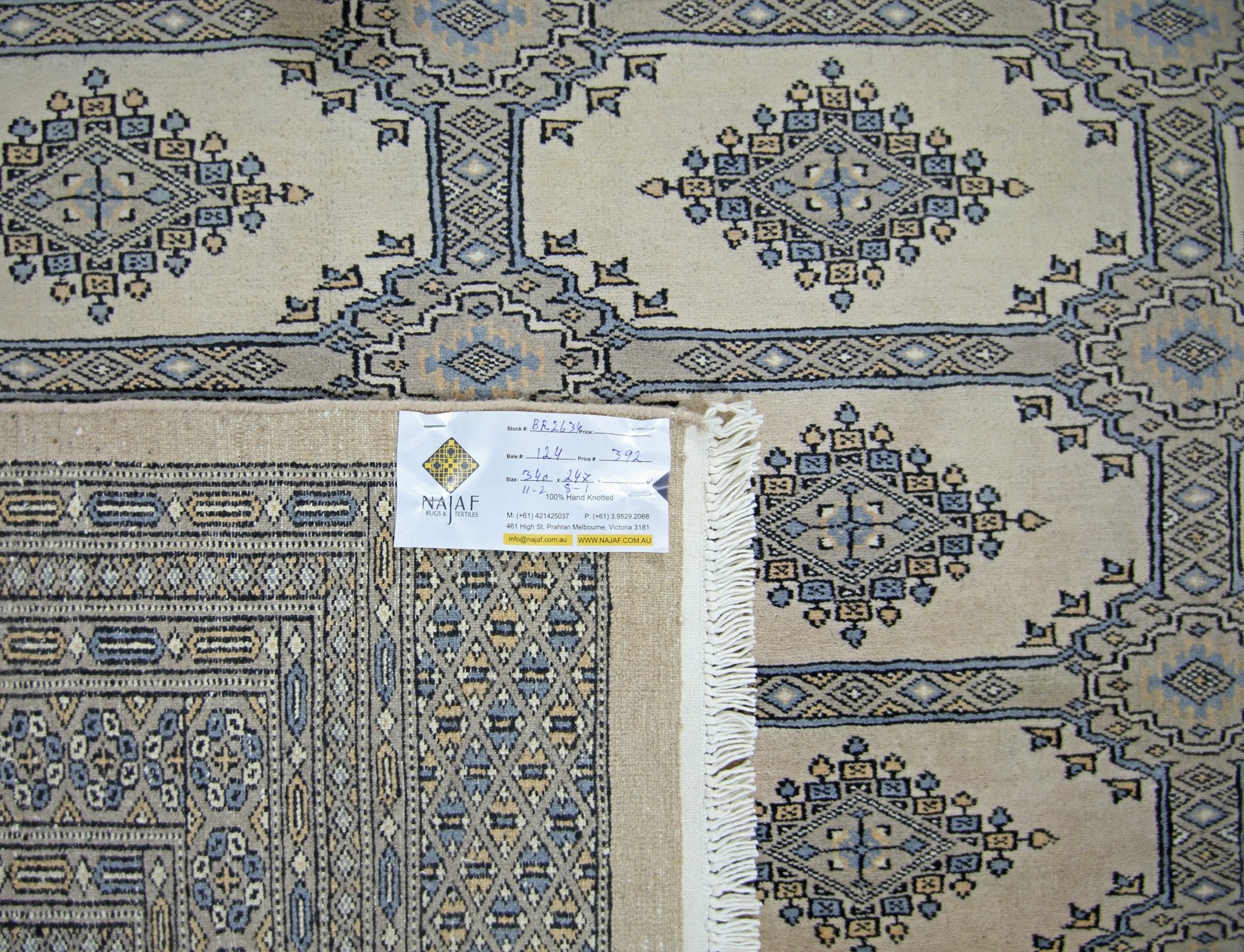 Handmade Vintage Princess Bokhara Rug | 340 x 247 cm | 11'2" x 8'1" - Najaf Rugs & Textile