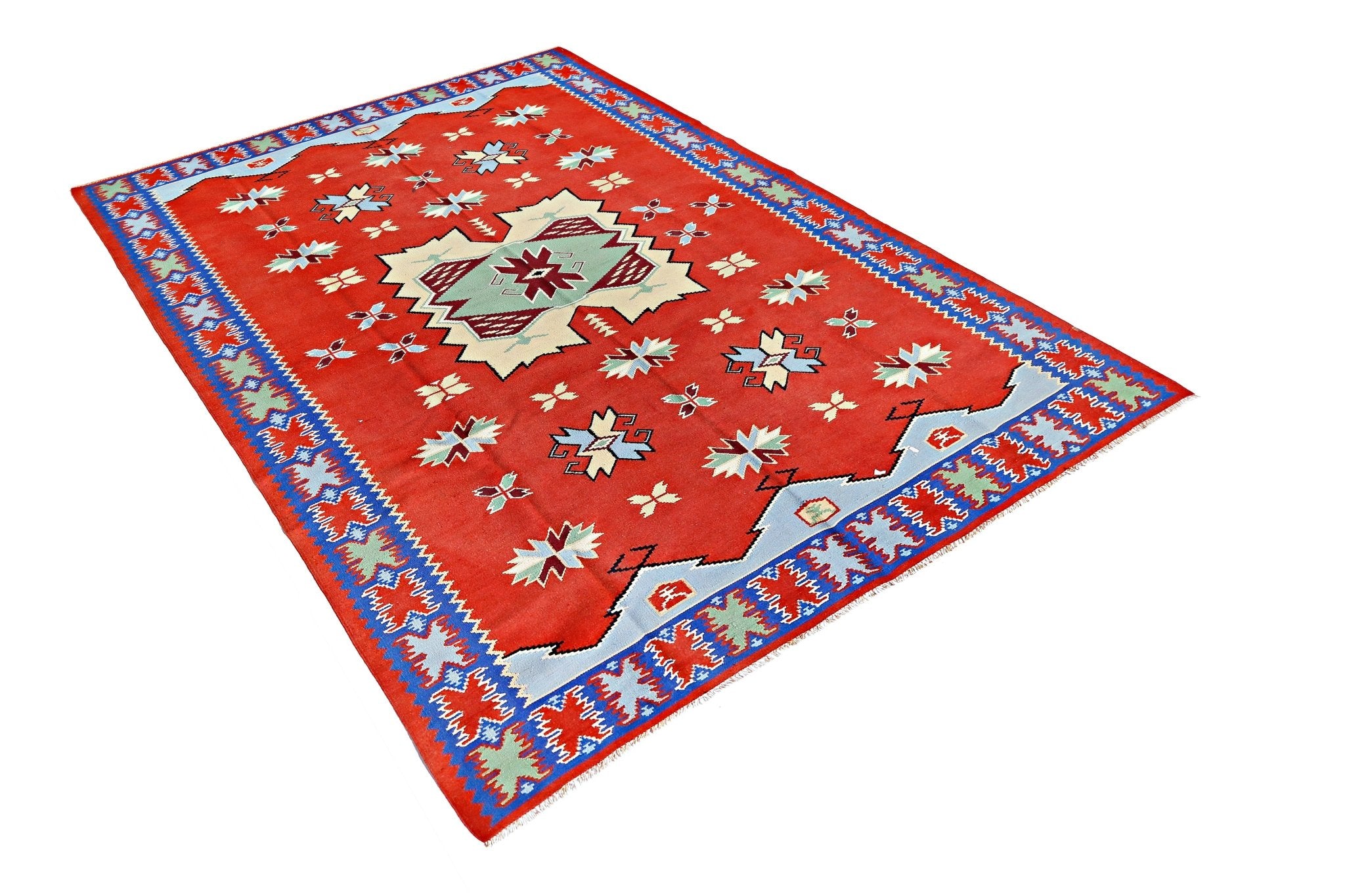 Handmade Vintage Romanian Kilim | 289 x 197 cm | 9'6" x 6'6" - Najaf Rugs & Textile