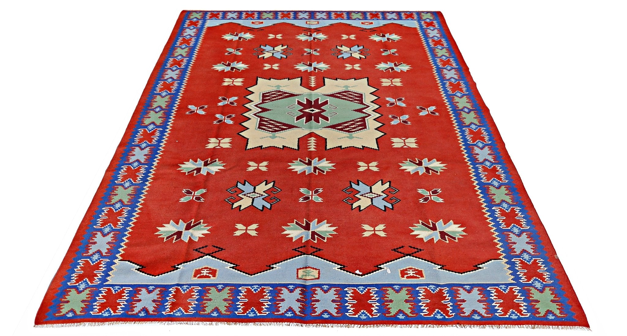Handmade Vintage Romanian Kilim | 289 x 197 cm | 9'6" x 6'6" - Najaf Rugs & Textile