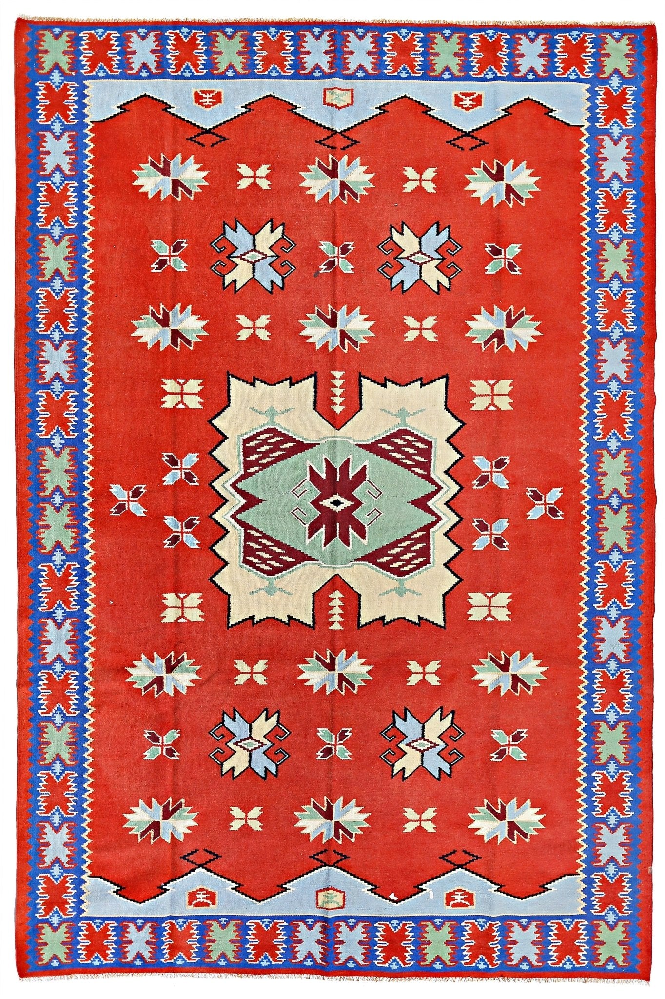 Handmade Vintage Romanian Kilim | 289 x 197 cm | 9'6" x 6'6" - Najaf Rugs & Textile