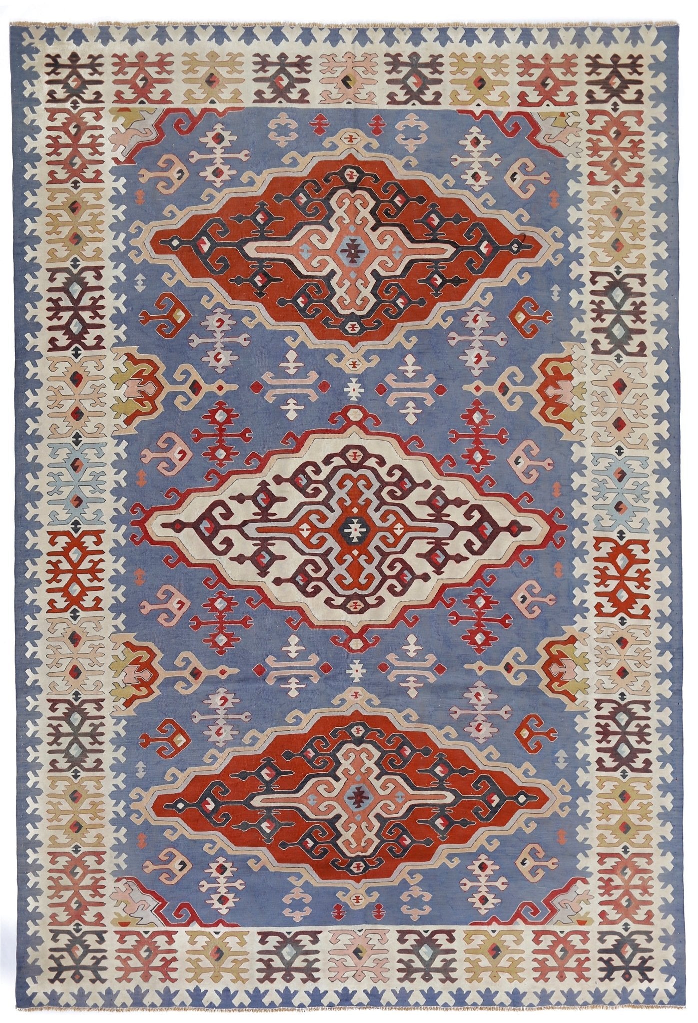 Handmade Vintage Serbian Kilim | 290 x 199 cm | 9'6" x 6'6" - Najaf Rugs & Textile