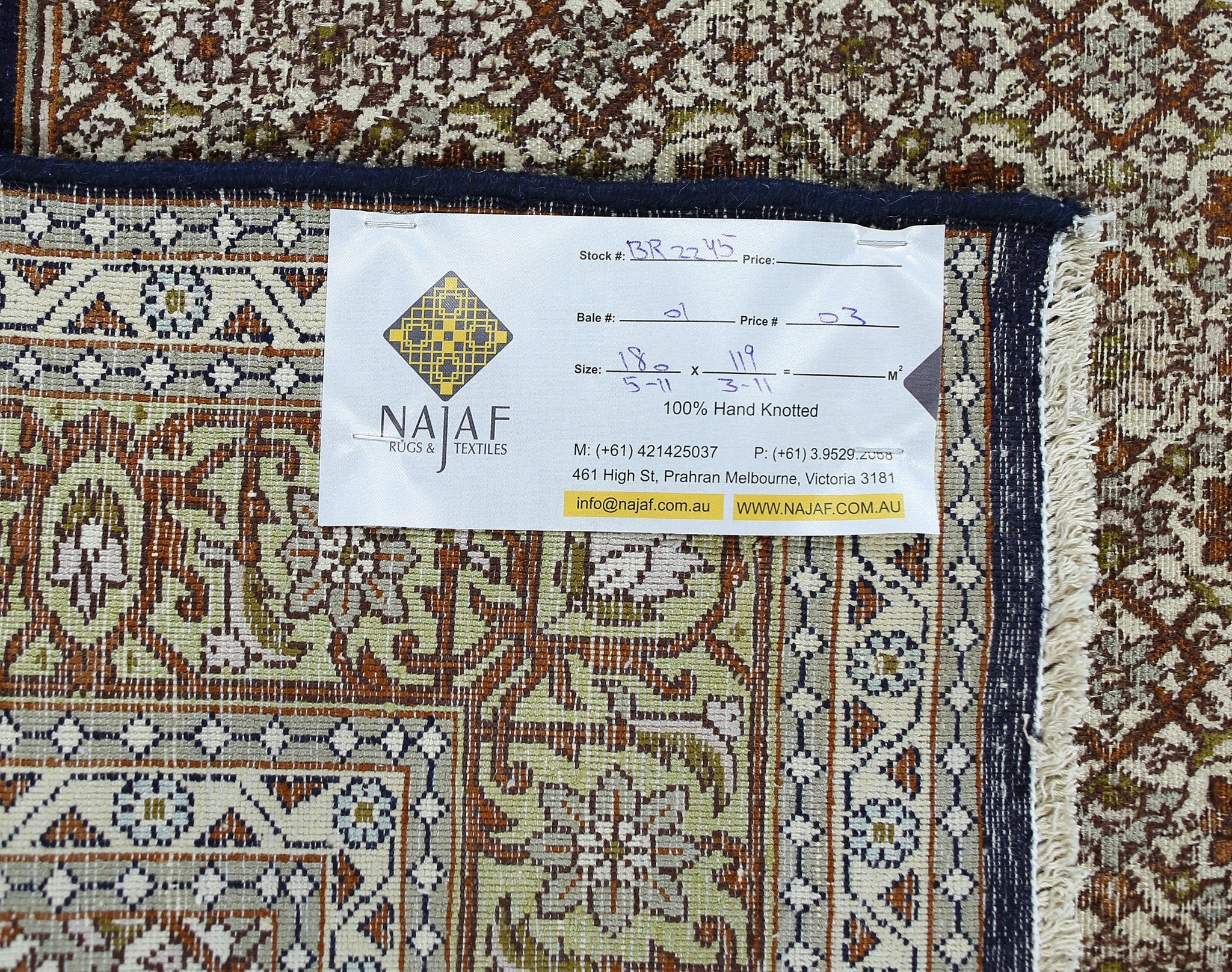 Handmade Vintage Silk Kashmiri Rug | 180 x 119 cm | 5'11" x 3'11" - Najaf Rugs & Textile