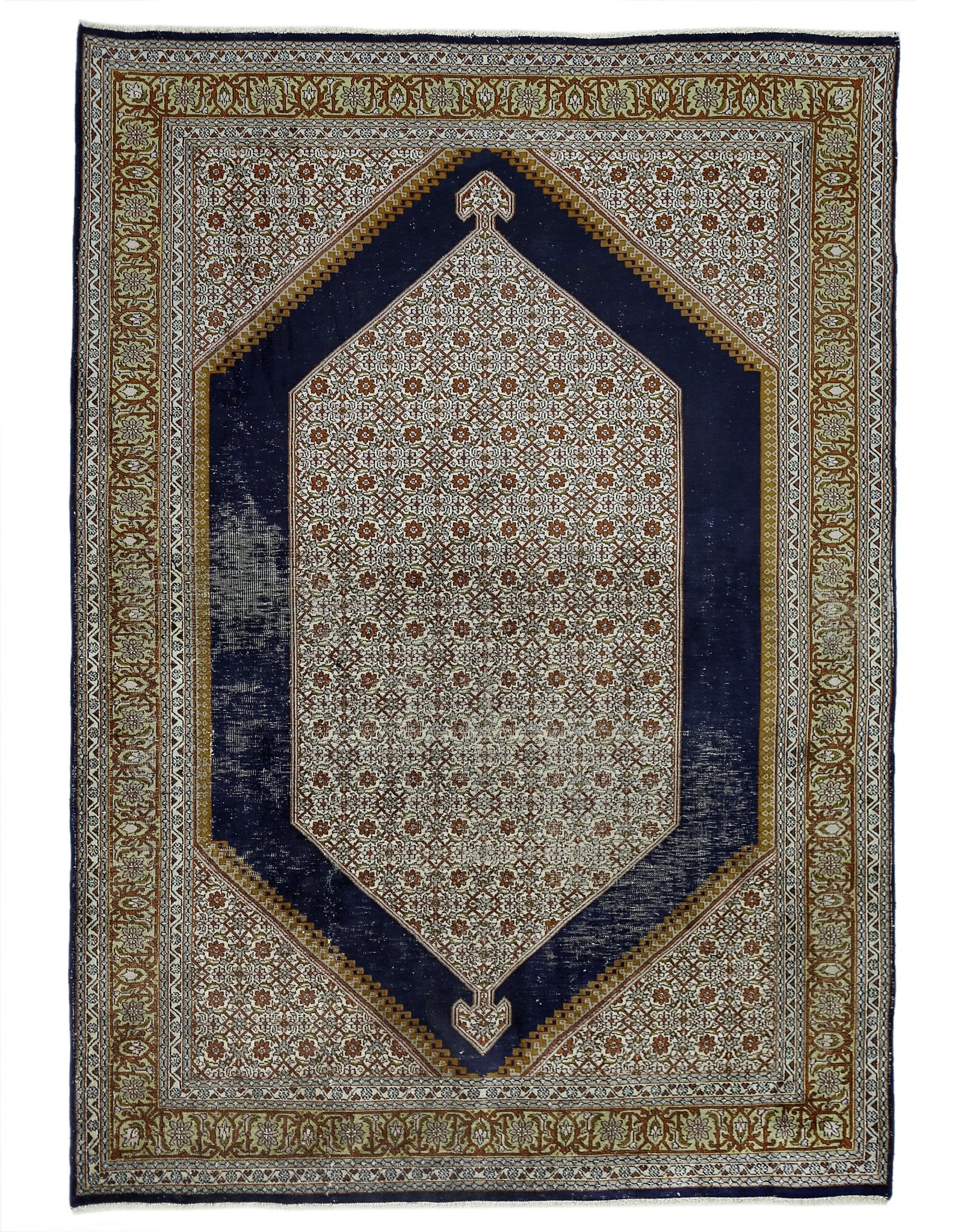 Handmade Vintage Silk Kashmiri Rug | 180 x 119 cm | 5'11" x 3'11" - Najaf Rugs & Textile