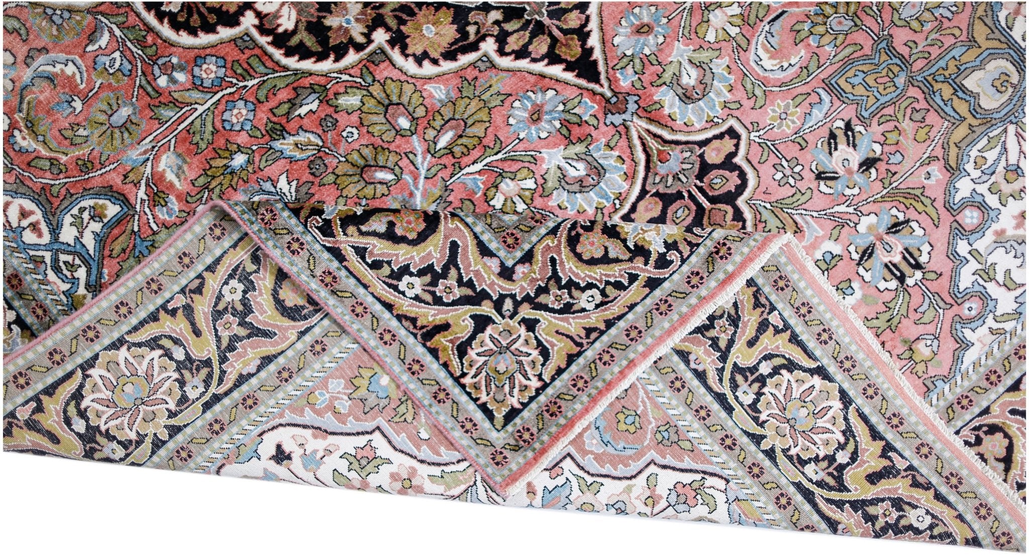 Handmade Vintage Silk Kashmiri Rug | 277 x 184 cm | 9'1" x 6' - Najaf Rugs & Textile