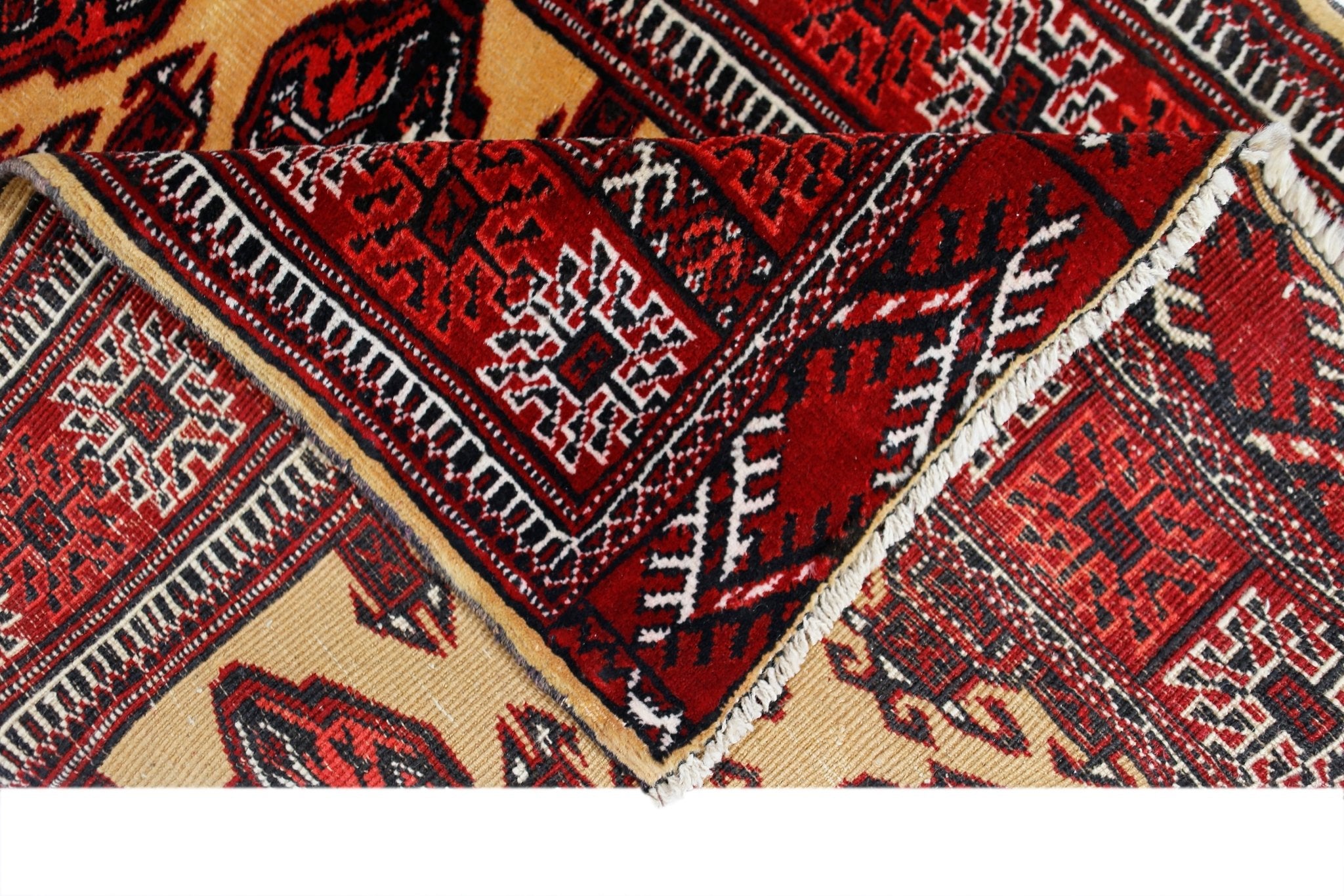 Handmade Vintage Tekke Turkmen Sara Rug | 123 x 88 cm | 4' x 2'10" - Najaf Rugs & Textile