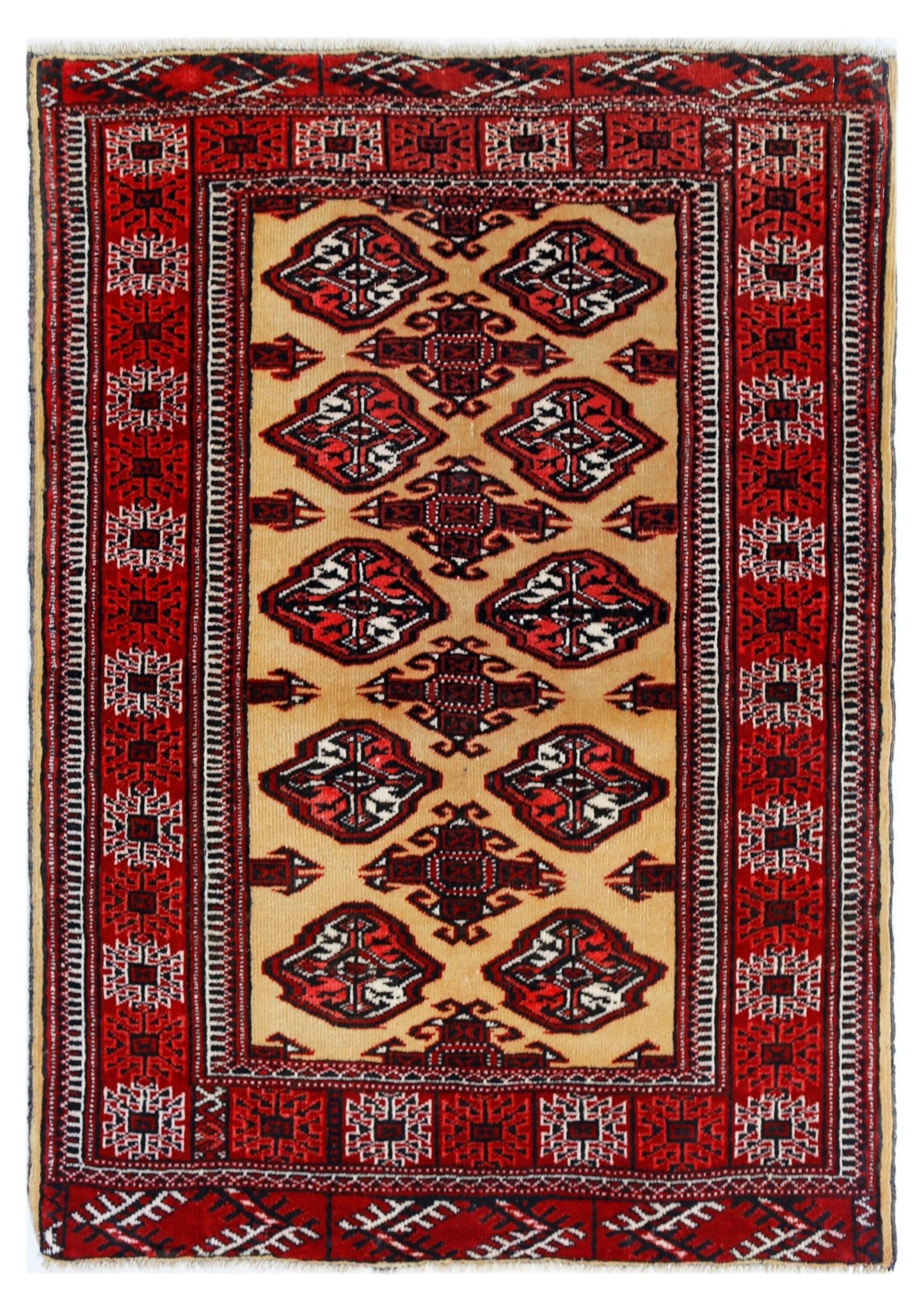 Handmade Vintage Tekke Turkmen Sara Rug | 123 x 88 cm | 4' x 2'10" - Najaf Rugs & Textile