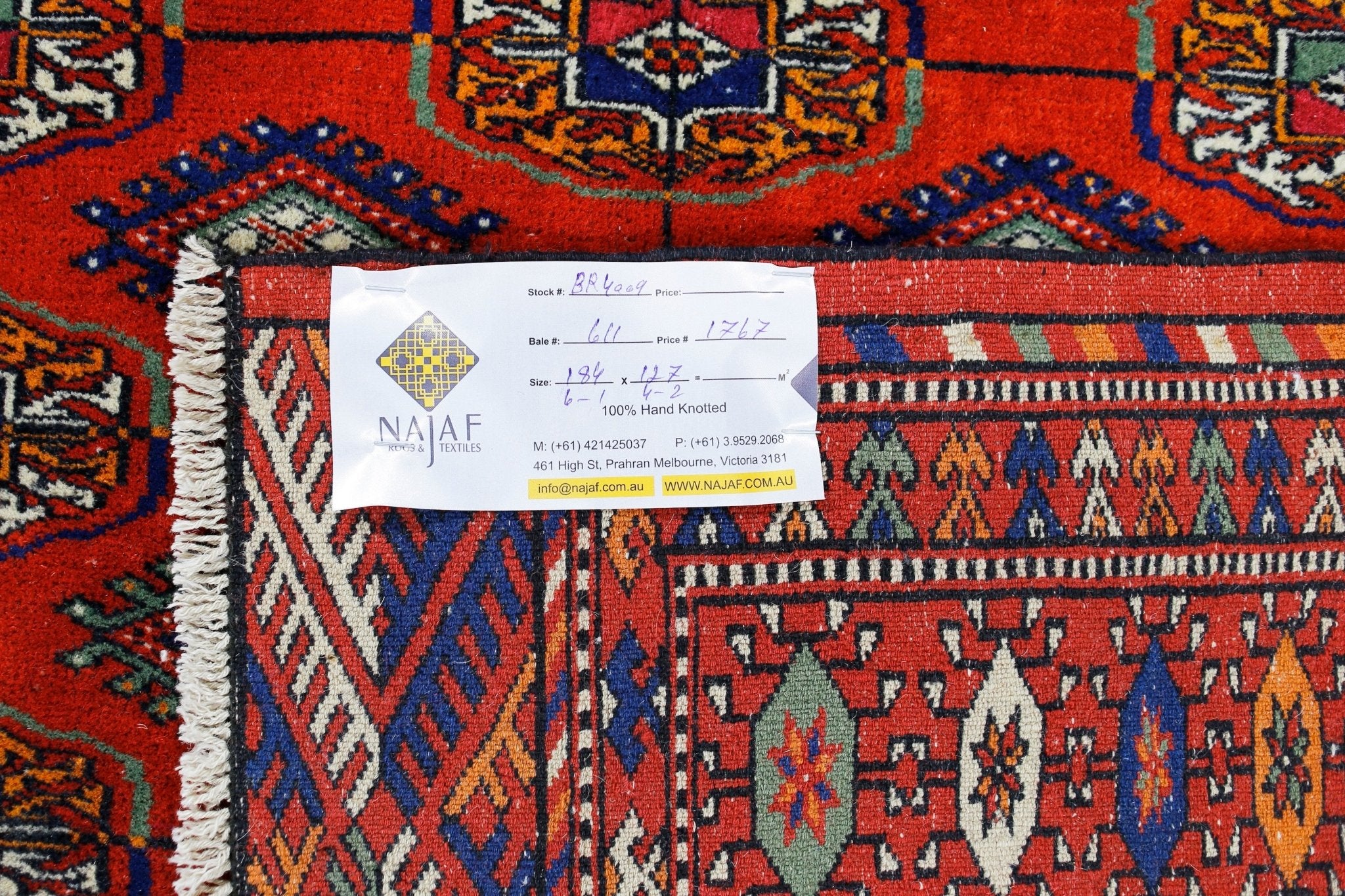 Handmade Vintage Tekke Turkmen Sara Rug | 184 x 117 cm | 6'1" x 4'2" - Najaf Rugs & Textile