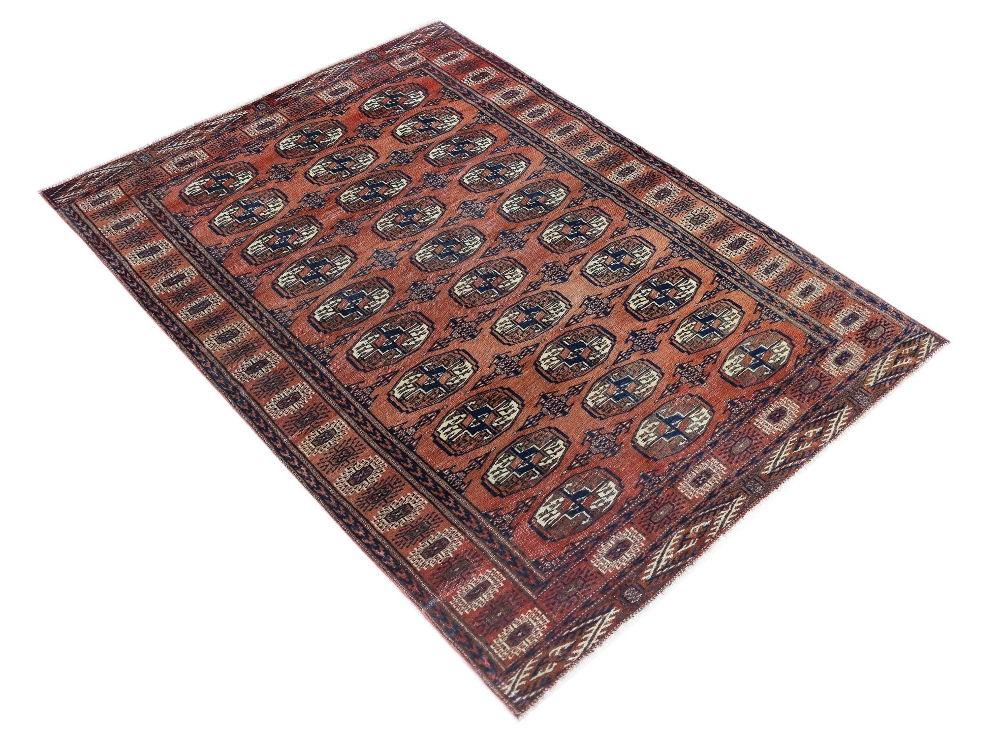 Handmade Vintage Tekke Turkmen Sara Rug | 186 x 127 cm | 6'1" x 4'2" - Najaf Rugs & Textile