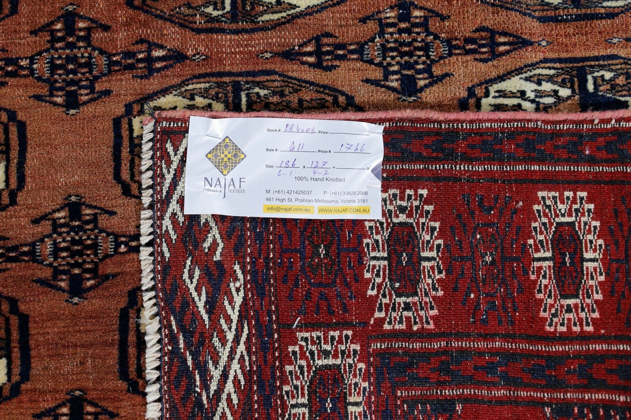 Handmade Vintage Tekke Turkmen Sara Rug | 186 x 127 cm | 6'1" x 4'2" - Najaf Rugs & Textile