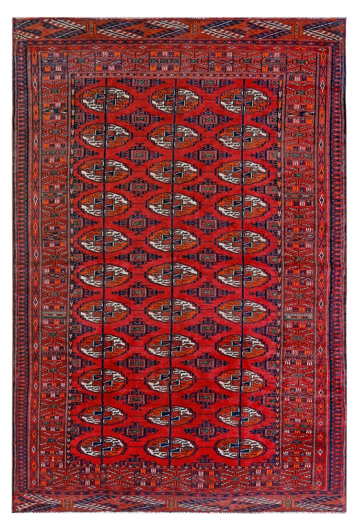 Handmade Vintage Tekke Turkmen Sara Rug | 193 x 133 cm | 6'4" x 4'4" - Najaf Rugs & Textile