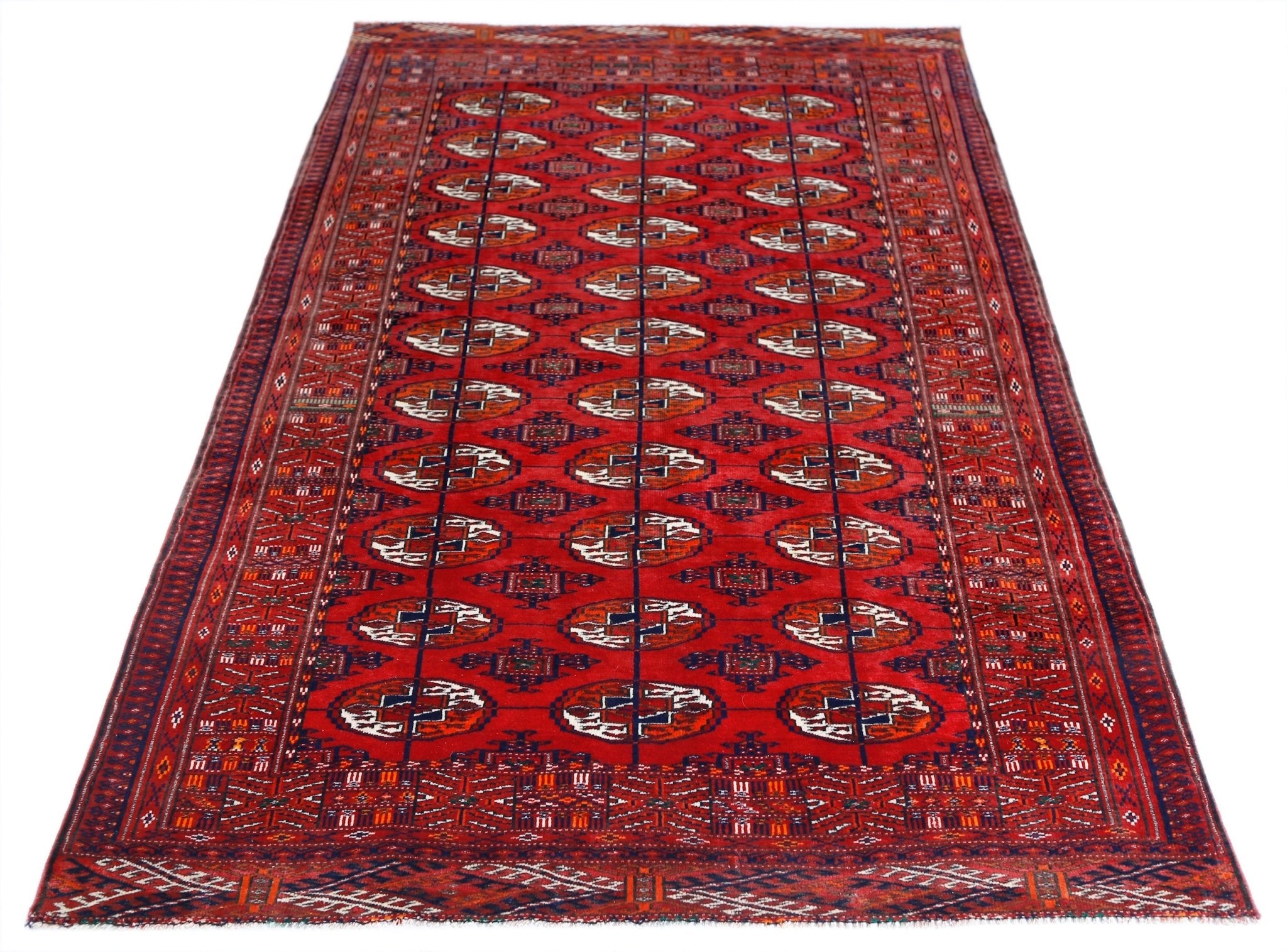 Handmade Vintage Tekke Turkmen Sara Rug | 193 x 133 cm | 6'4" x 4'4" - Najaf Rugs & Textile
