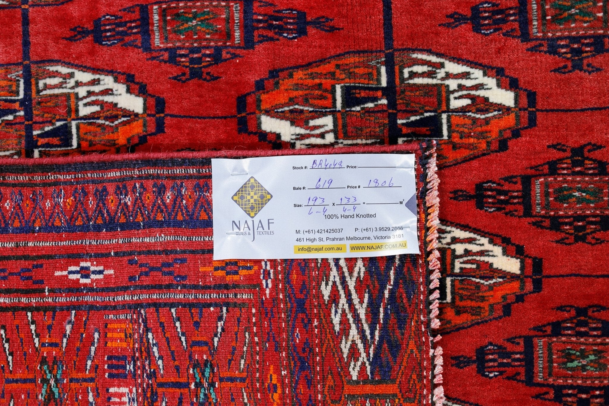 Handmade Vintage Tekke Turkmen Sara Rug | 193 x 133 cm | 6'4" x 4'4" - Najaf Rugs & Textile