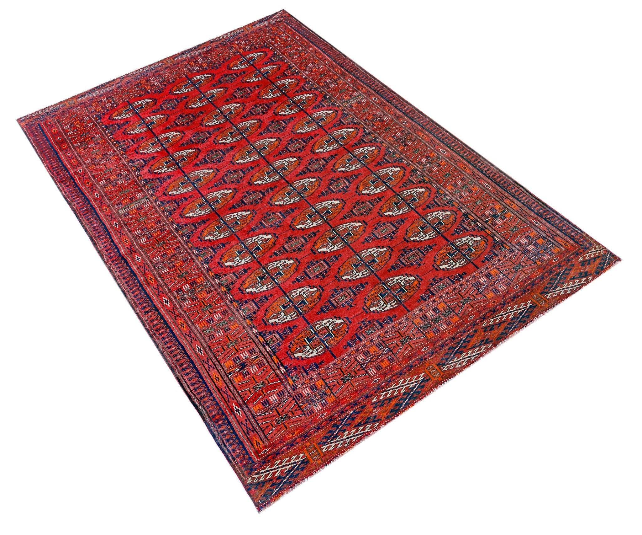 Handmade Vintage Tekke Turkmen Sara Rug | 193 x 133 cm | 6'4" x 4'4" - Najaf Rugs & Textile