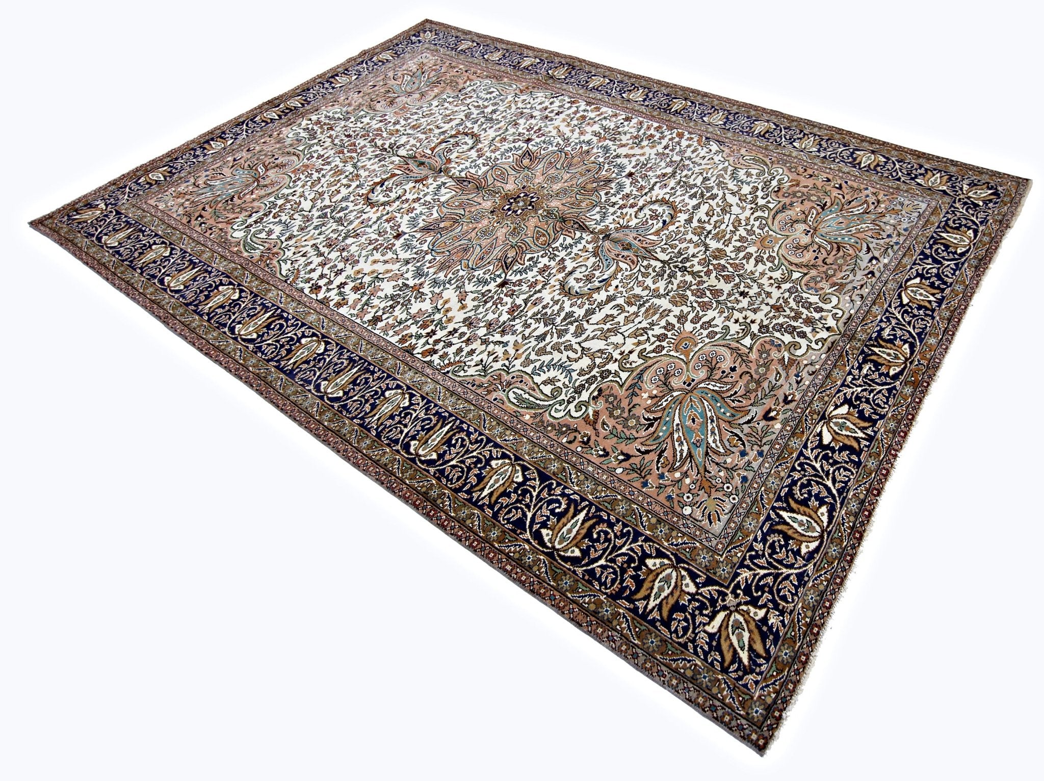 Handmade Vintage Traditional Pakistani Rug | 292 x 196 cm | 9'7" x 6'5" - Najaf Rugs & Textile