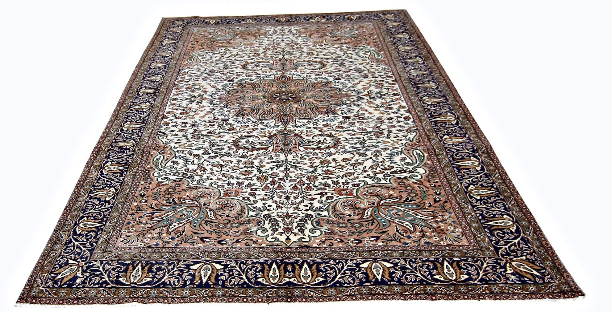 Handmade Vintage Traditional Pakistani Rug | 292 x 196 cm | 9'7" x 6'5" - Najaf Rugs & Textile