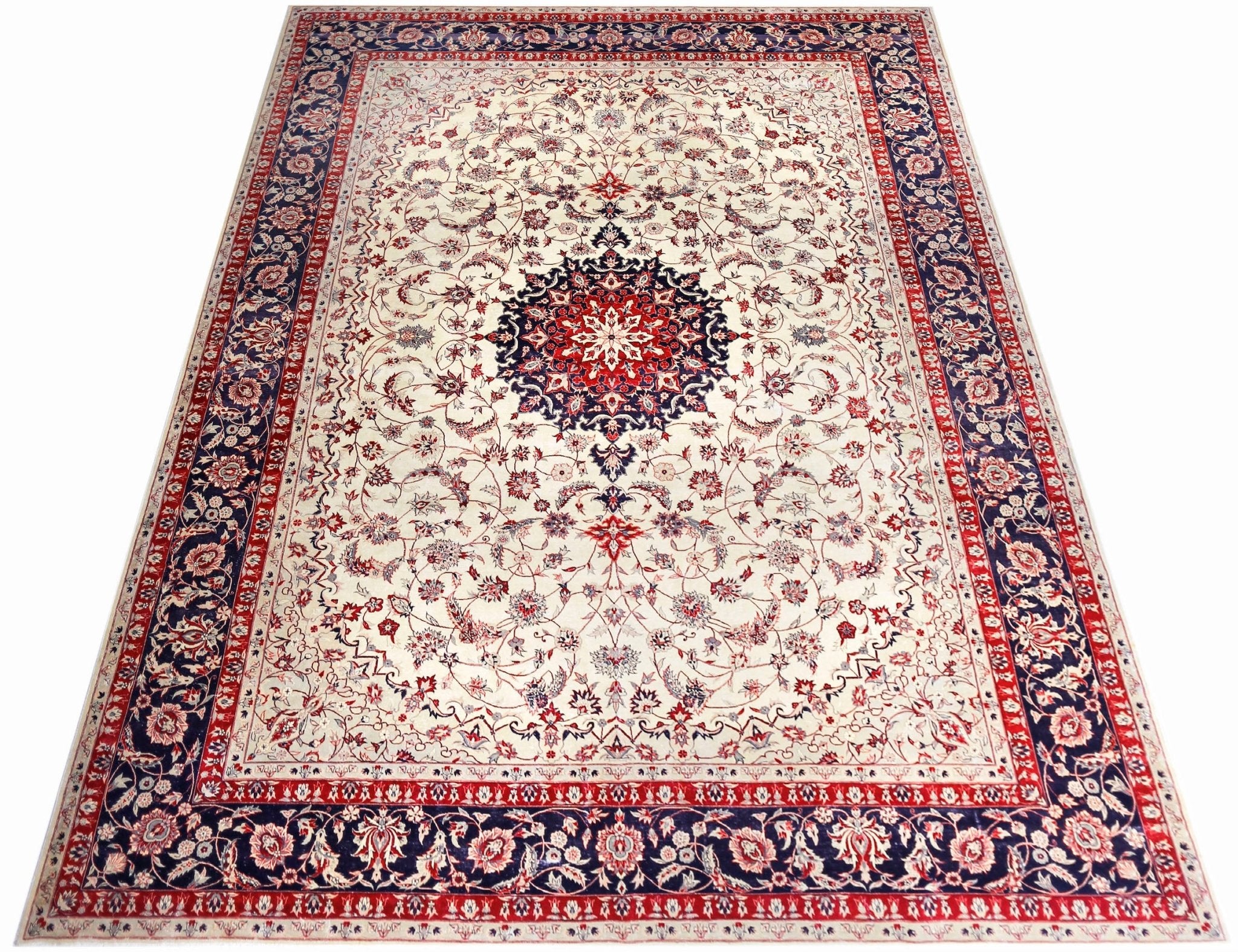 Handmade Vintage Traditional Pakistani Rug | 343 x 246 cm | 11'3" x 8'1" - Najaf Rugs & Textile