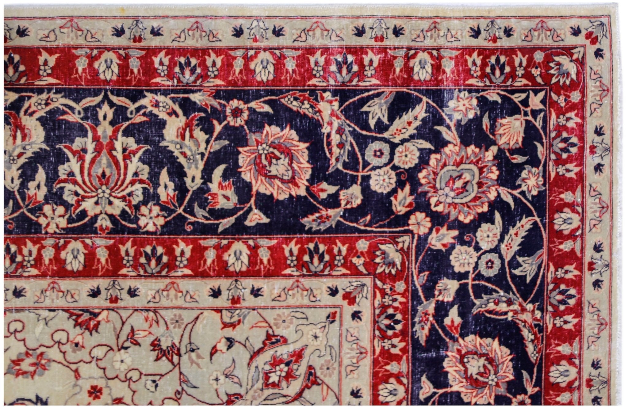 Handmade Vintage Traditional Pakistani Rug | 343 x 246 cm | 11'3" x 8'1" - Najaf Rugs & Textile