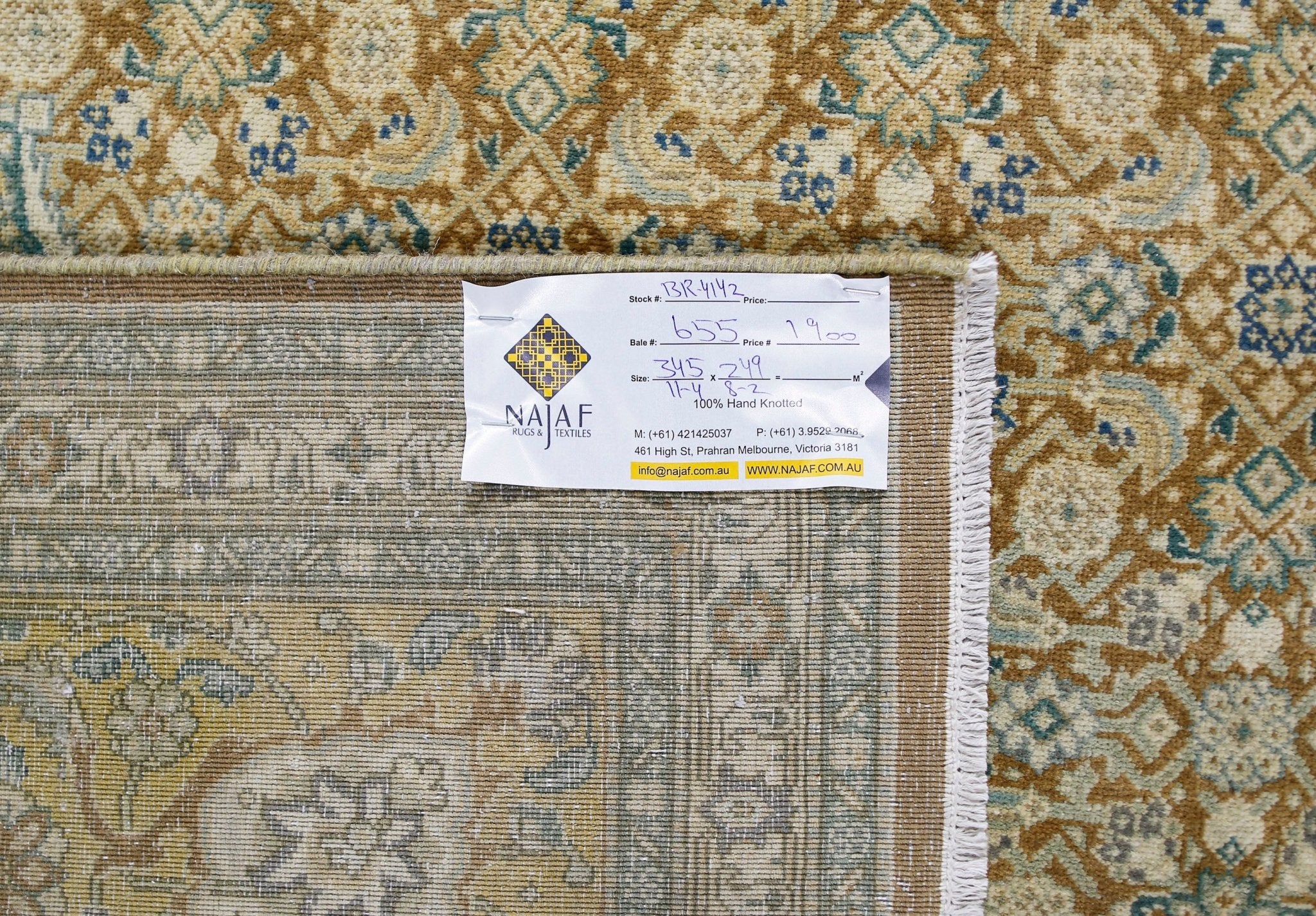 Handmade Vintage Traditional Pakistani Rug | 345 x 249 cm | 11'4" x 8'2" - Najaf Rugs & Textile