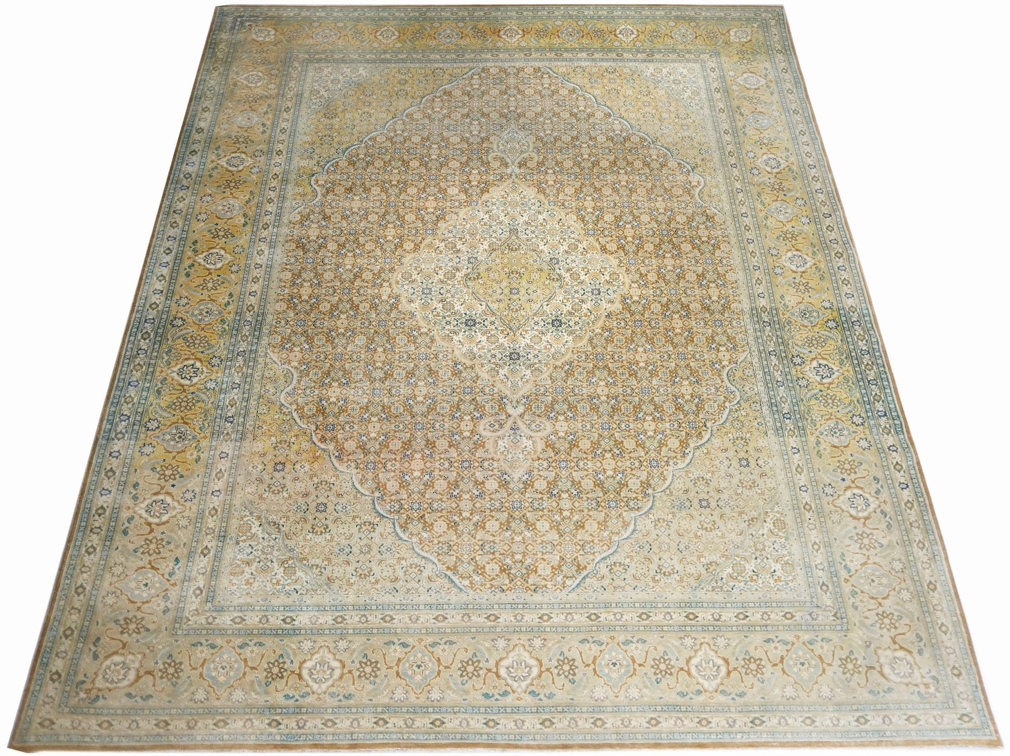 Handmade Vintage Traditional Pakistani Rug | 345 x 249 cm | 11'4" x 8'2" - Najaf Rugs & Textile