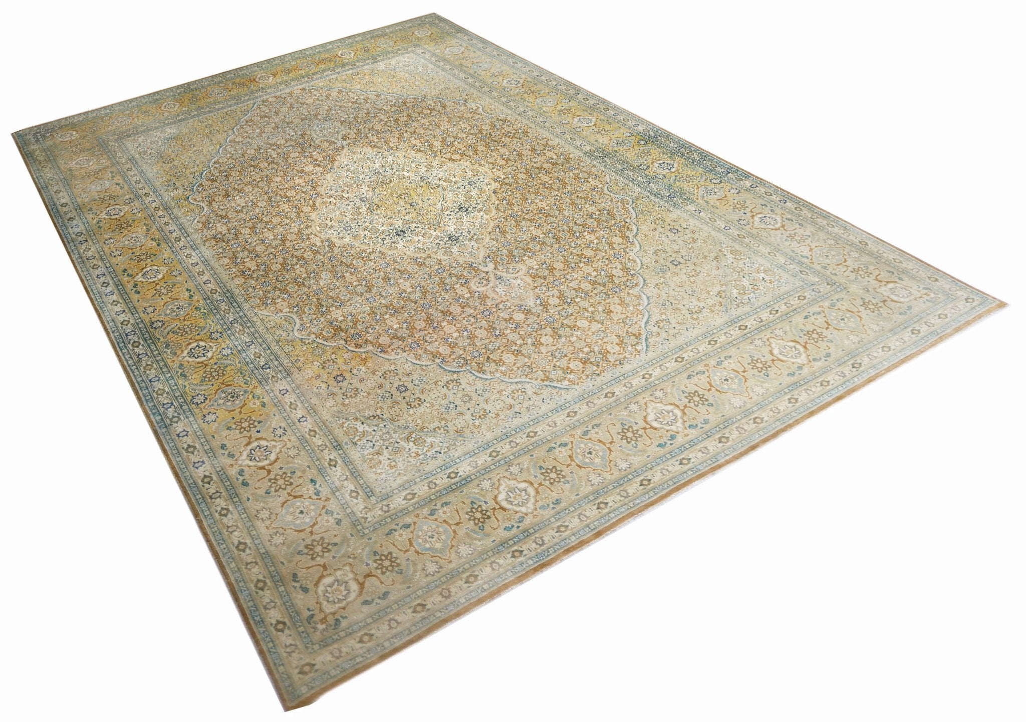 Handmade Vintage Traditional Pakistani Rug | 345 x 249 cm | 11'4" x 8'2" - Najaf Rugs & Textile