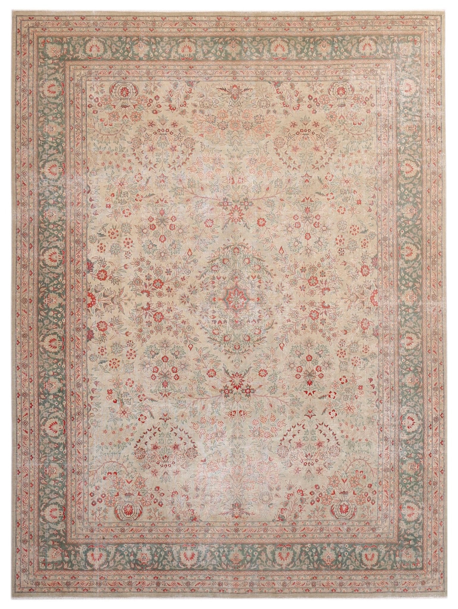 Handmade Vintage Traditional Pakistani Rug | 370 x 273 cm | 12'2" x 9' - Najaf Rugs & Textile