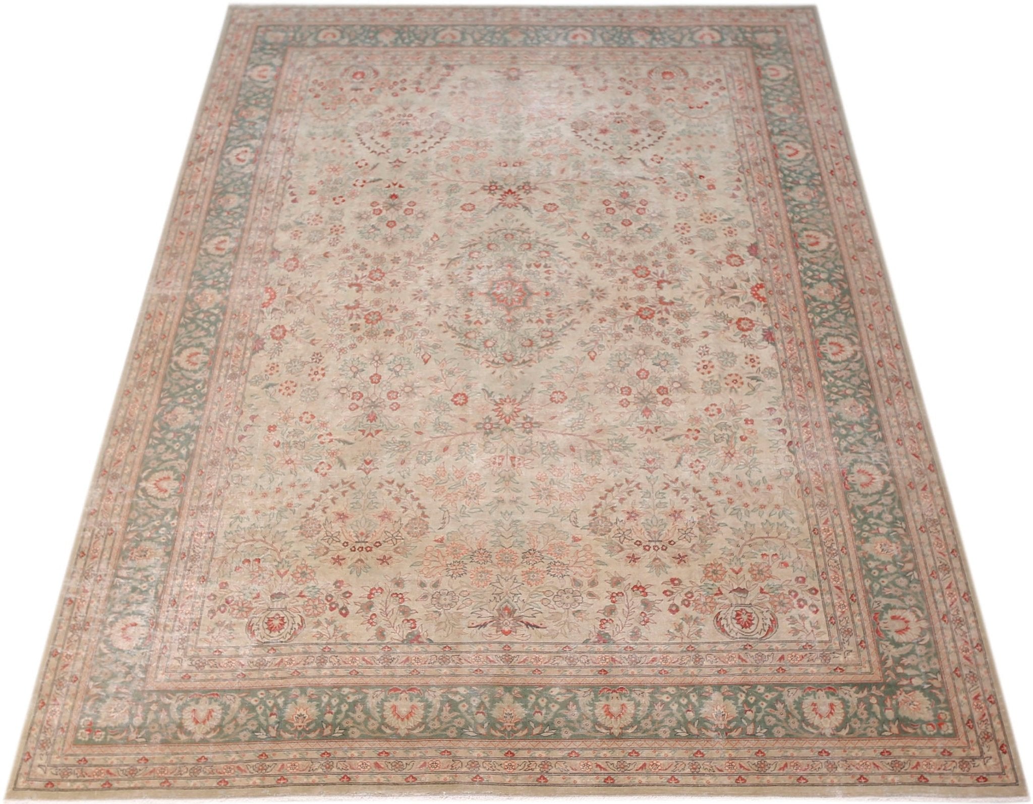 Handmade Vintage Traditional Pakistani Rug | 370 x 273 cm | 12'2" x 9' - Najaf Rugs & Textile
