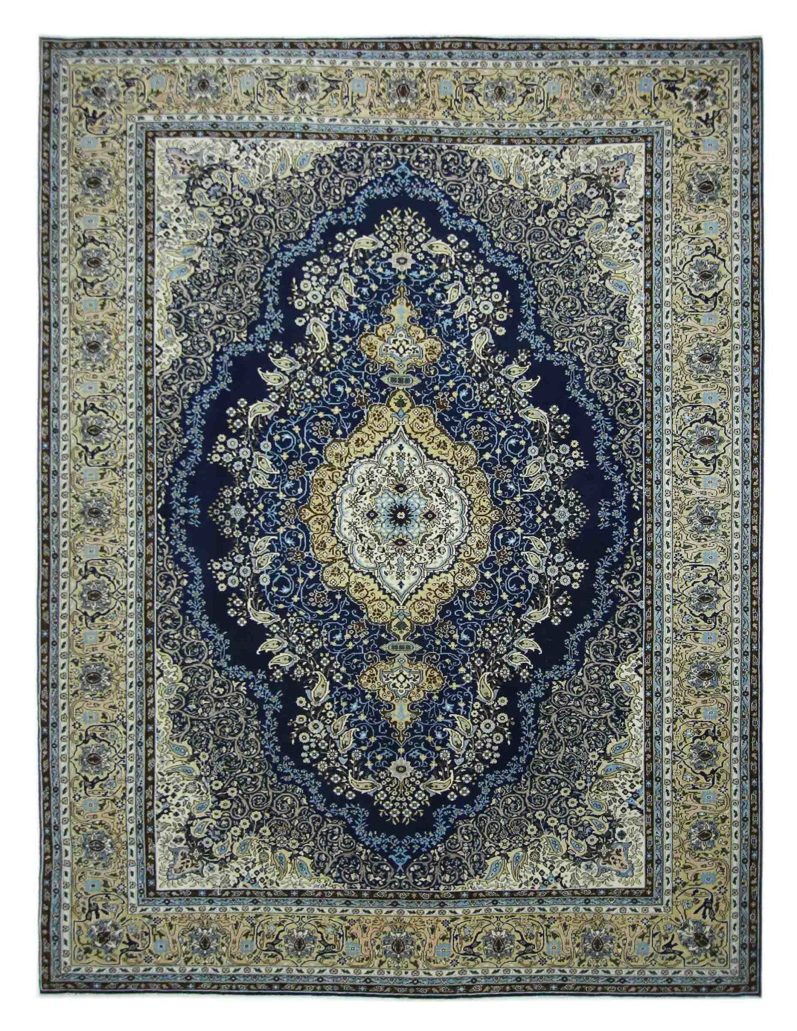 Handmade Vintage Traditional Pakistani Rug | 378 x 258 cm | 12'5" x 8'6" - Najaf Rugs & Textile
