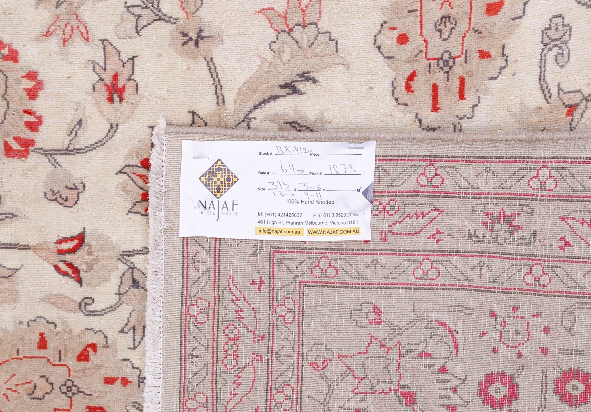 Handmade Vintage Traditional Pakistani Rug | 395 x 303 cm | 13' x 9'11" - Najaf Rugs & Textile