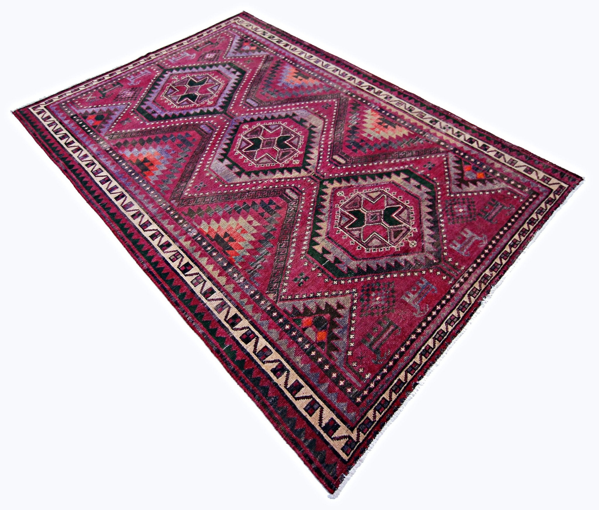 Handmade Vintage Tribal Persian Rug | 256 x 176 cm | 8'5" x 5'9" - Najaf Rugs & Textile