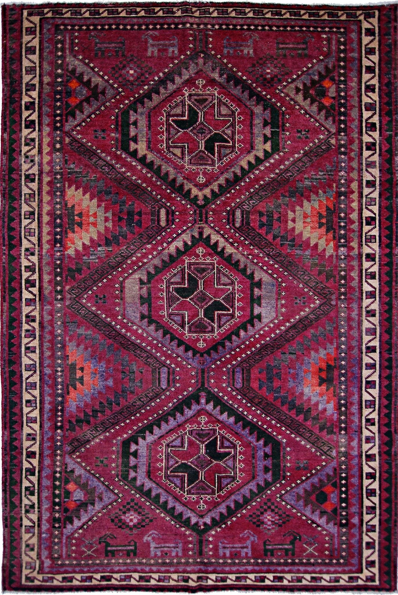 Handmade Vintage Tribal Persian Rug | 256 x 176 cm | 8'5" x 5'9" - Najaf Rugs & Textile
