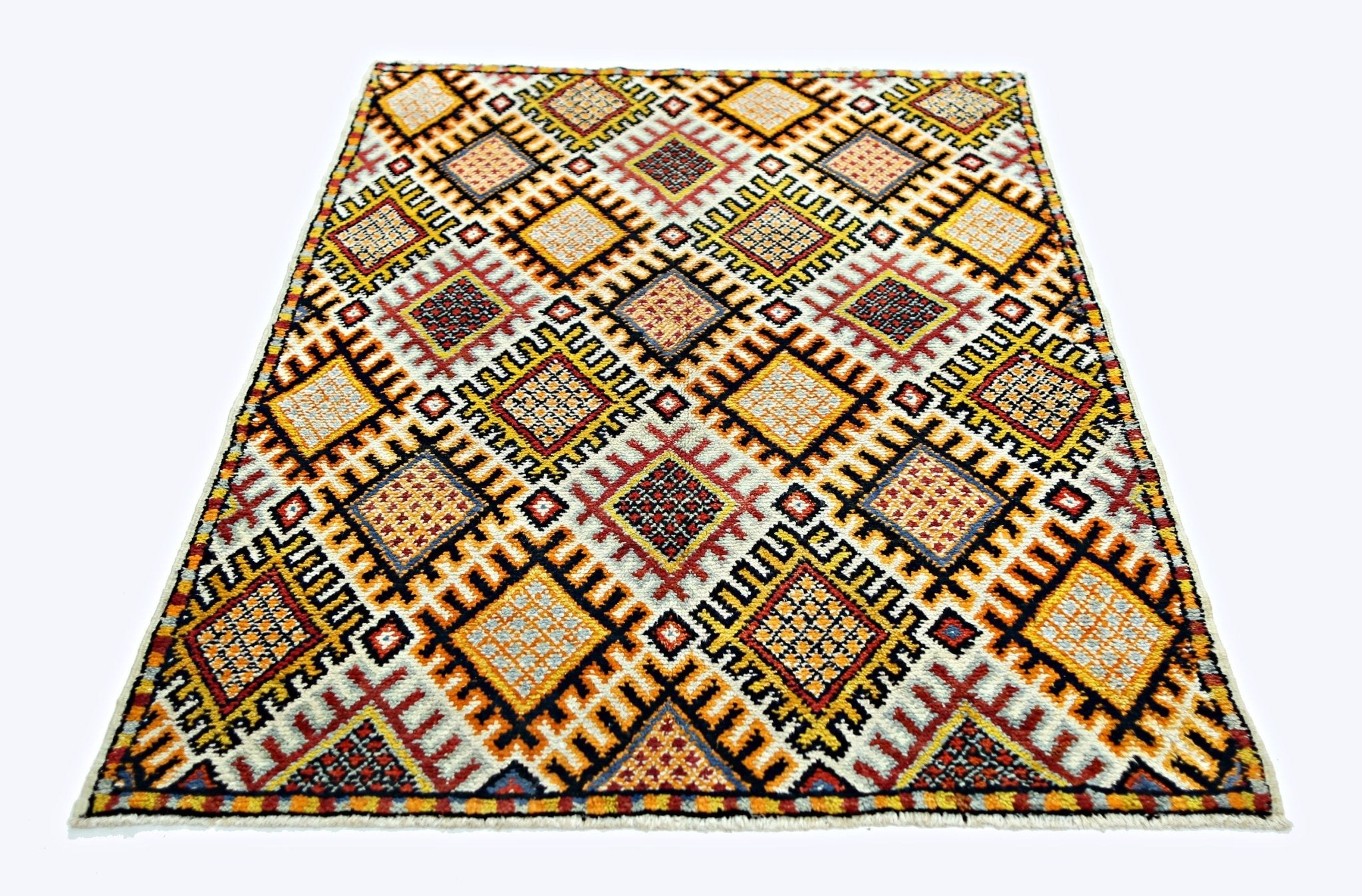 Handmade Vintage Tribal Turkish Rug | 158 x 130 cm | 5'2" x 4'3" - Najaf Rugs & Textile