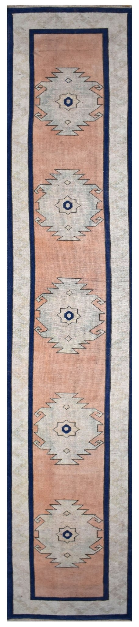 Handmade Vintage Turkish Anatolian Oushak Hallway Runner | 372 x 82 cm | 12'2" x 2'7" - Najaf Rugs & Textile