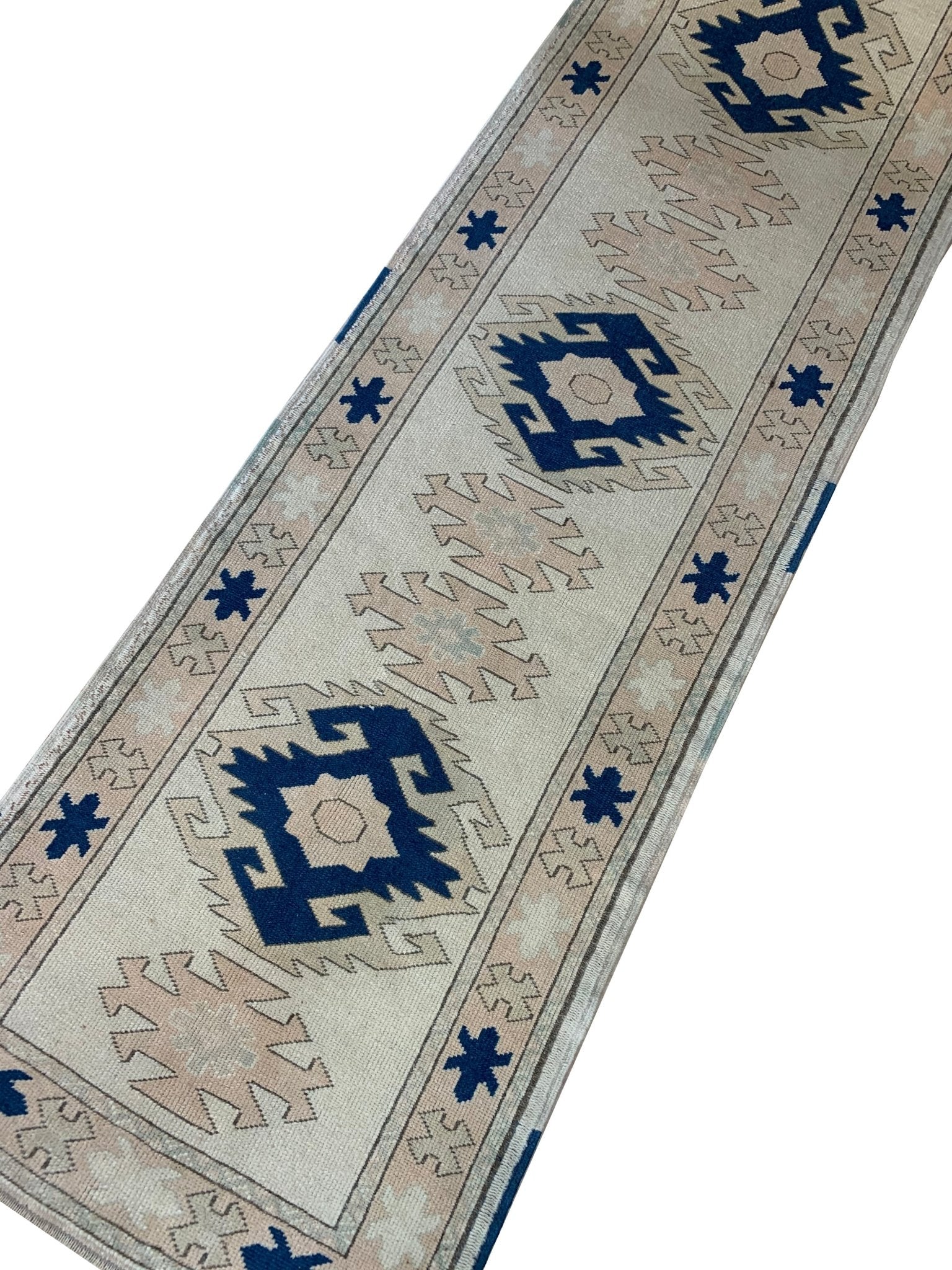 Handmade Vintage Turkish Anatolian Oushak Hallway Runner | 379 x 88 cm | 12'4" x 2'8" - Najaf Rugs & Textile
