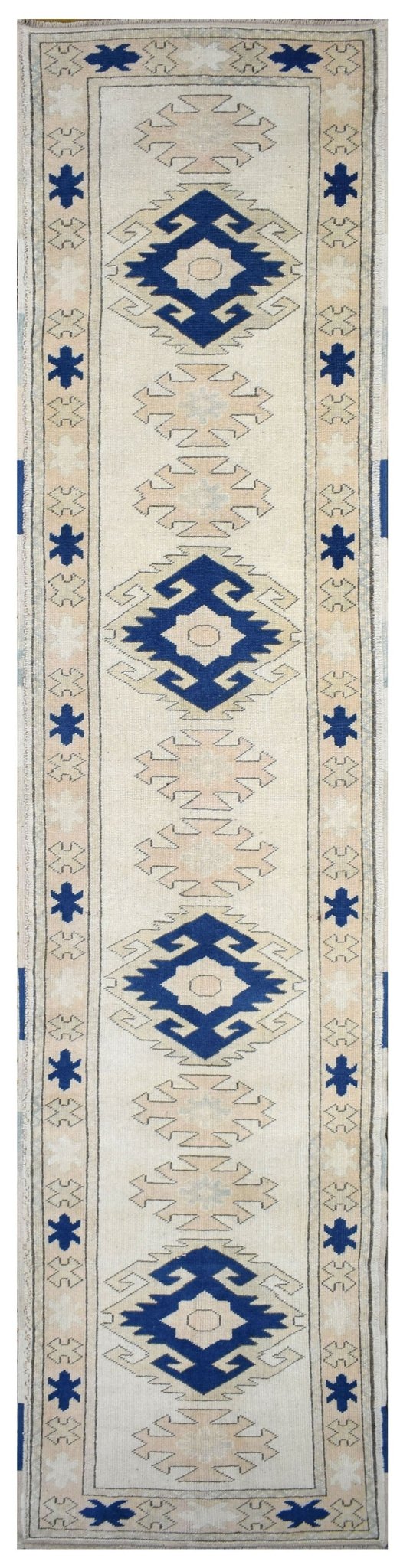 Handmade Vintage Turkish Anatolian Oushak Hallway Runner | 379 x 88 cm | 12'4" x 2'8" - Najaf Rugs & Textile