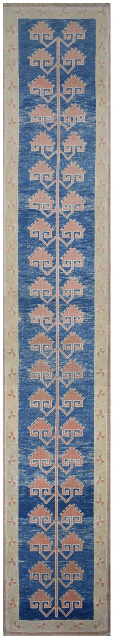 Handmade Vintage Turkish Anatolian Oushak Hallway Runner | 419 x 68 cm | 13'8" x 2'9" - Najaf Rugs & Textile