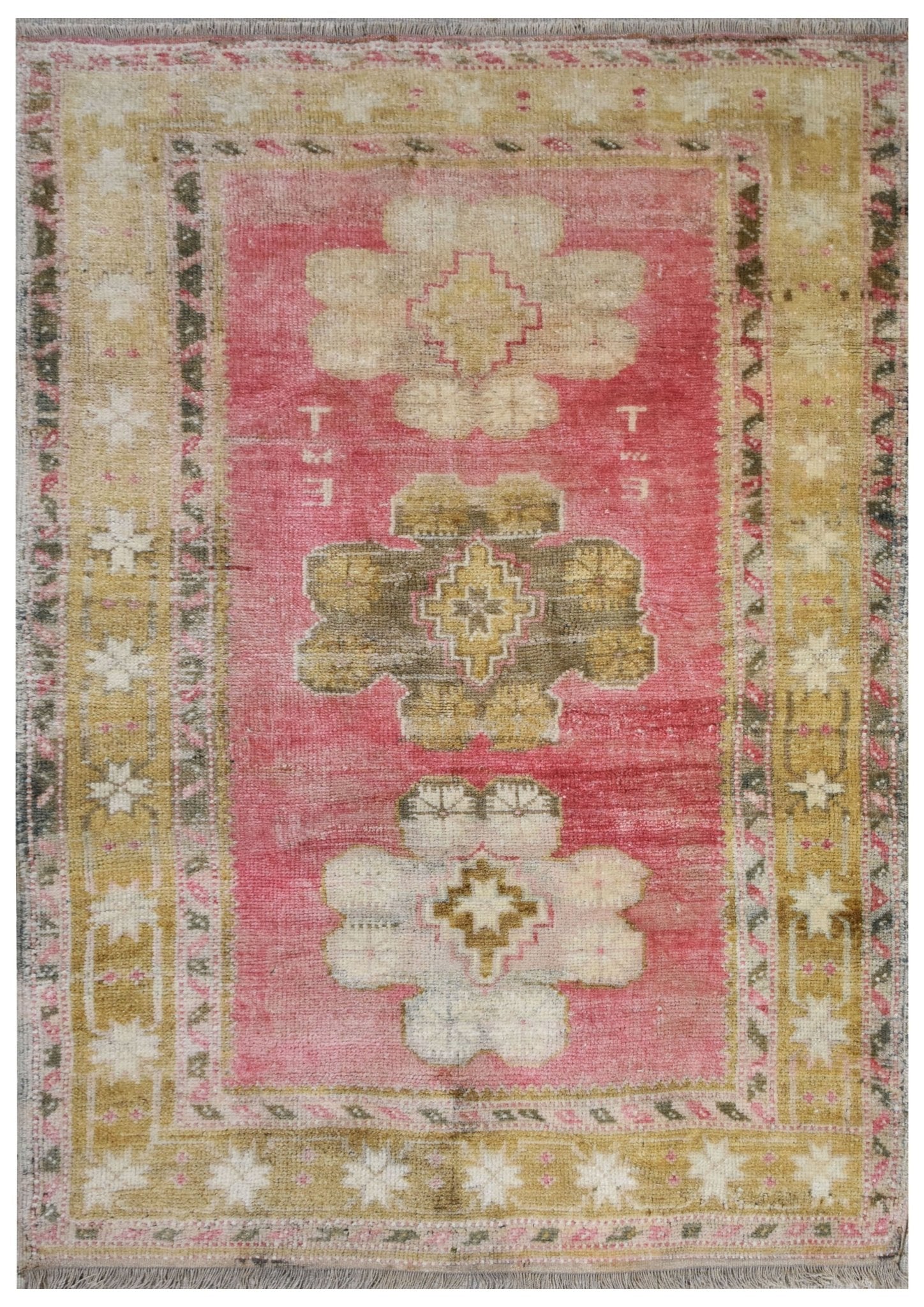 Handmade Vintage Turkish Anatolian Oushak Rug | 143 x 108 cm | 4'7" x 3'5" - Najaf Rugs & Textile