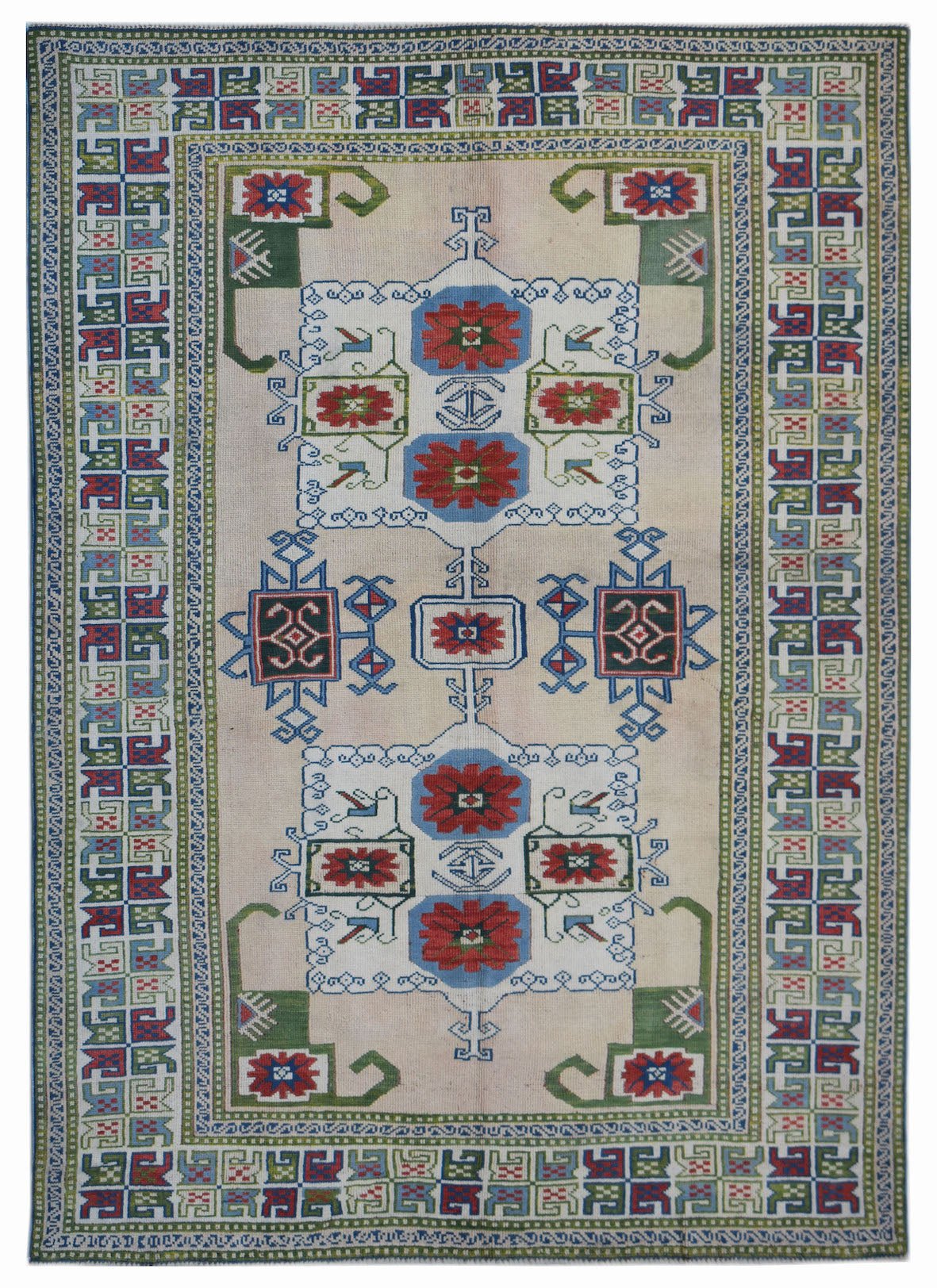 Handmade Vintage Turkish Anatolian Oushak Rug | 231 x 171 cm | 7'7" x 5'7" - Najaf Rugs & Textile